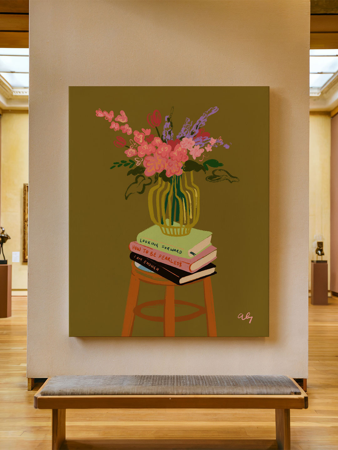 ASIAN MONK Multicoloured Wood Floral Wall Paintings