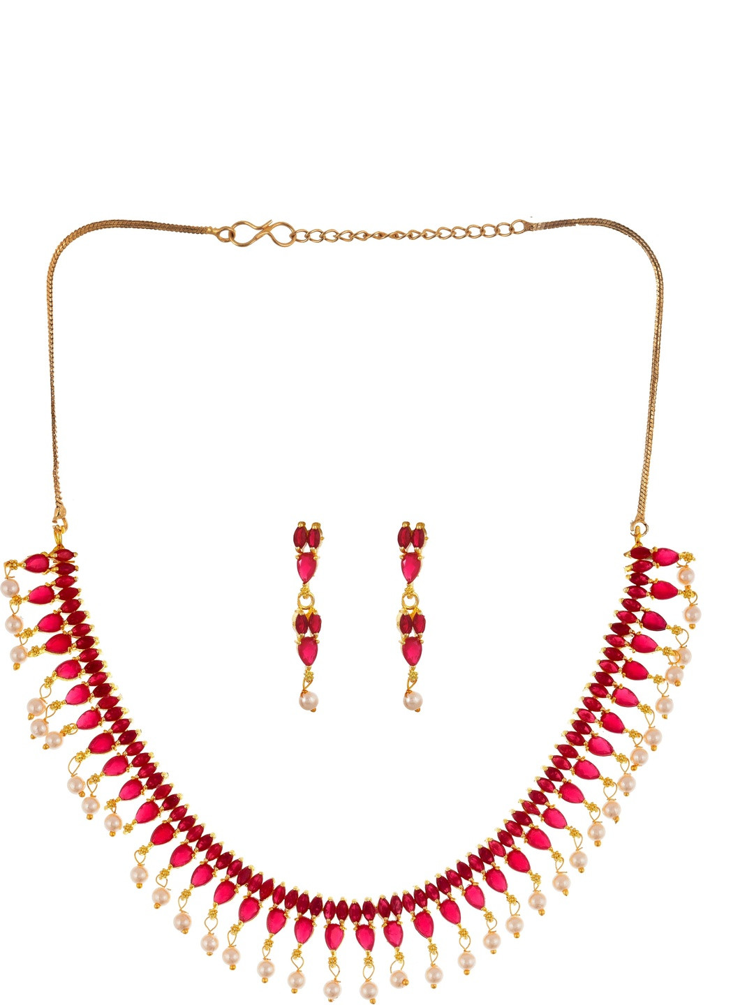 premjewellers Red Gold Necklace Set With Earrings