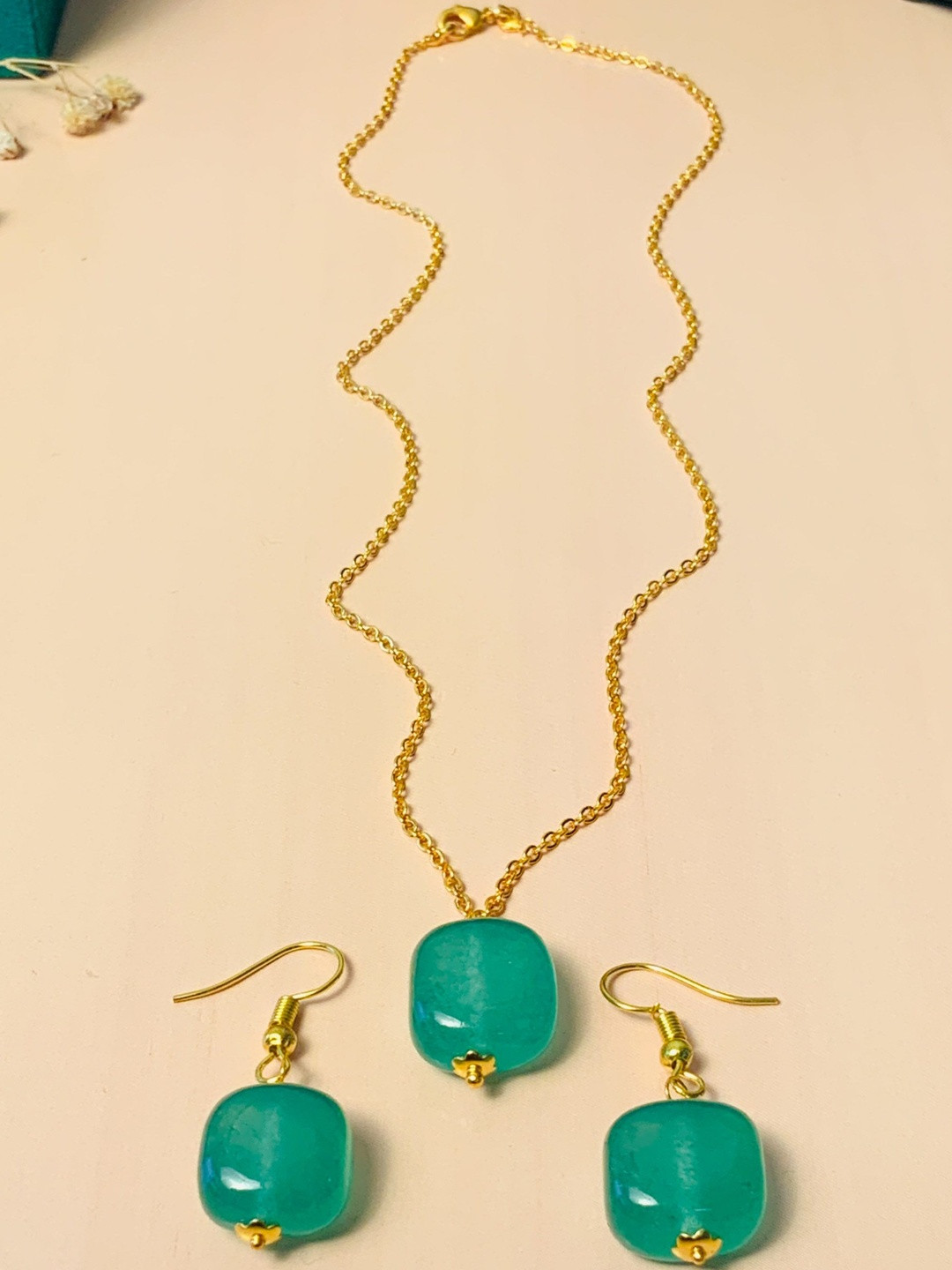 Anouk Women Green Gold Plated Artificial Beads Handcrafted Causal Jewellery Set