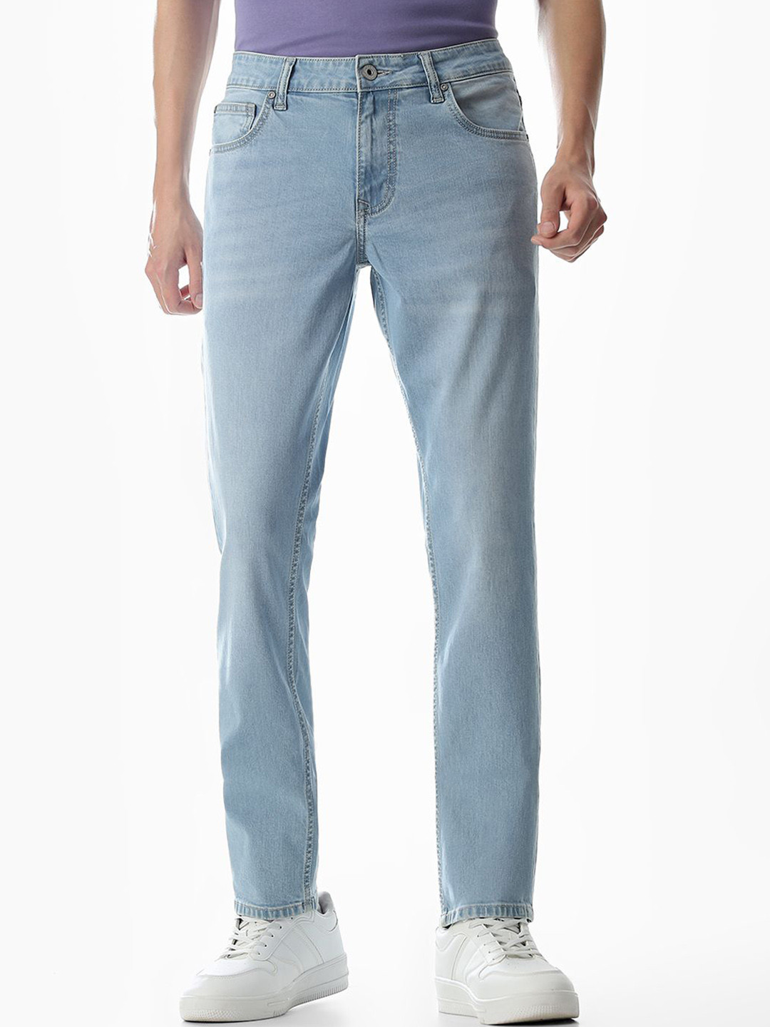 Jack & Jones Men Slim Fit Mid-Rise Light Fade Stretchable Jeans