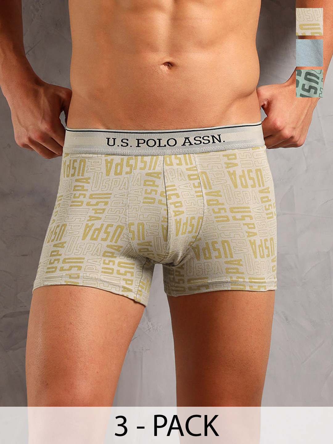 U.S. Polo Assn. Men Pack Of 3 Printed Breathable Cotton Trunks OET17-DAB-P3