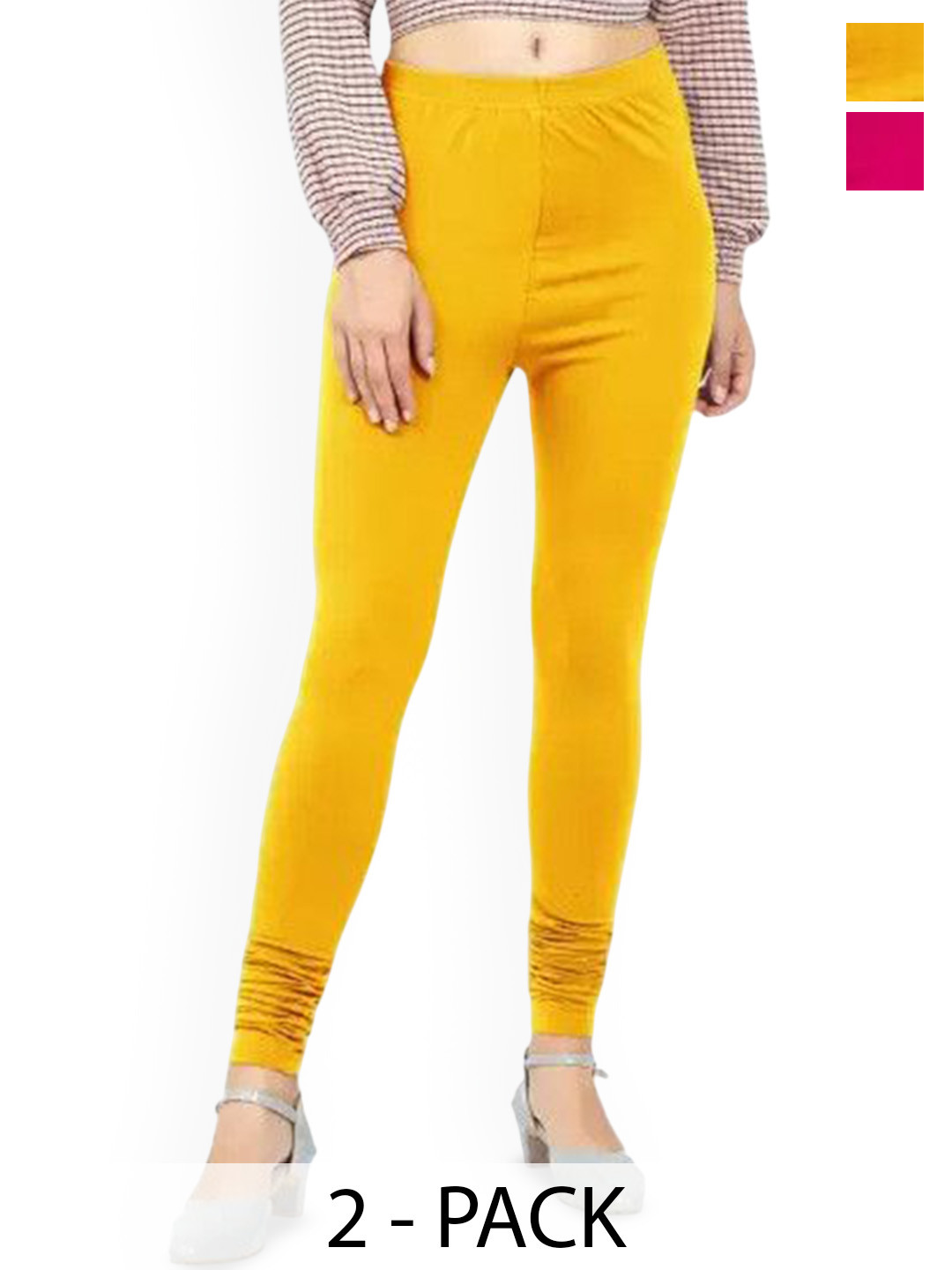 MIXFIT Women Pack Of 2 Mid-Rise Churidar-Length Leggings