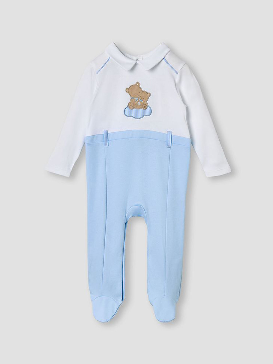 Giggles by Babyshop Boys Bear Applique Cotton Sleepsuit