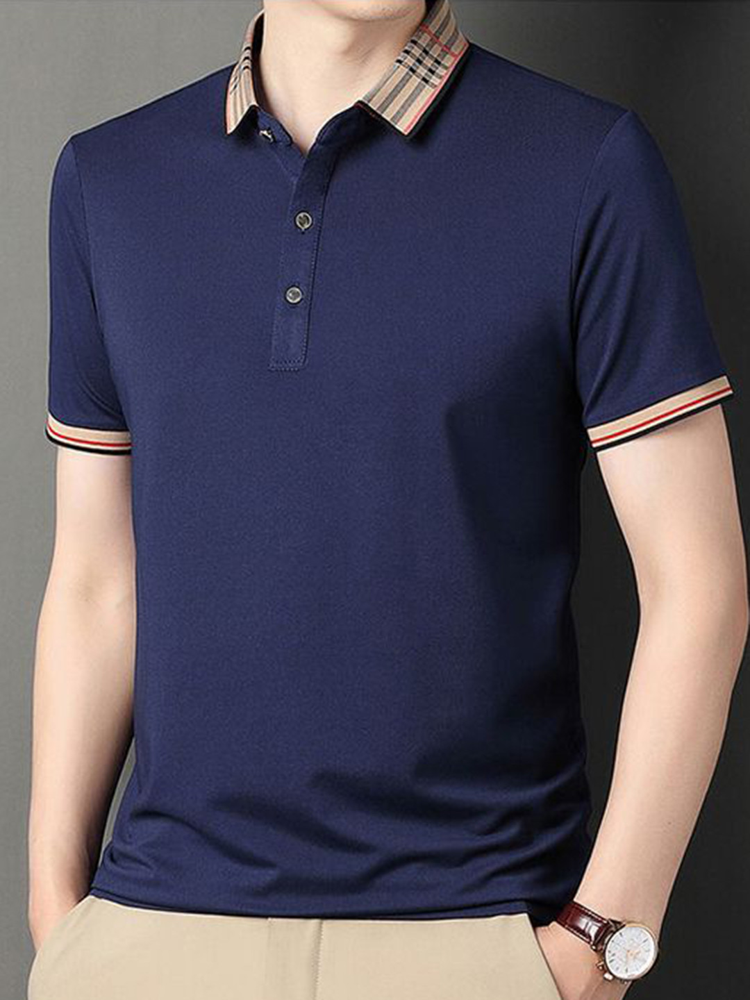 StyleCast x Revolte Men Solid Polo Collar T-shirt