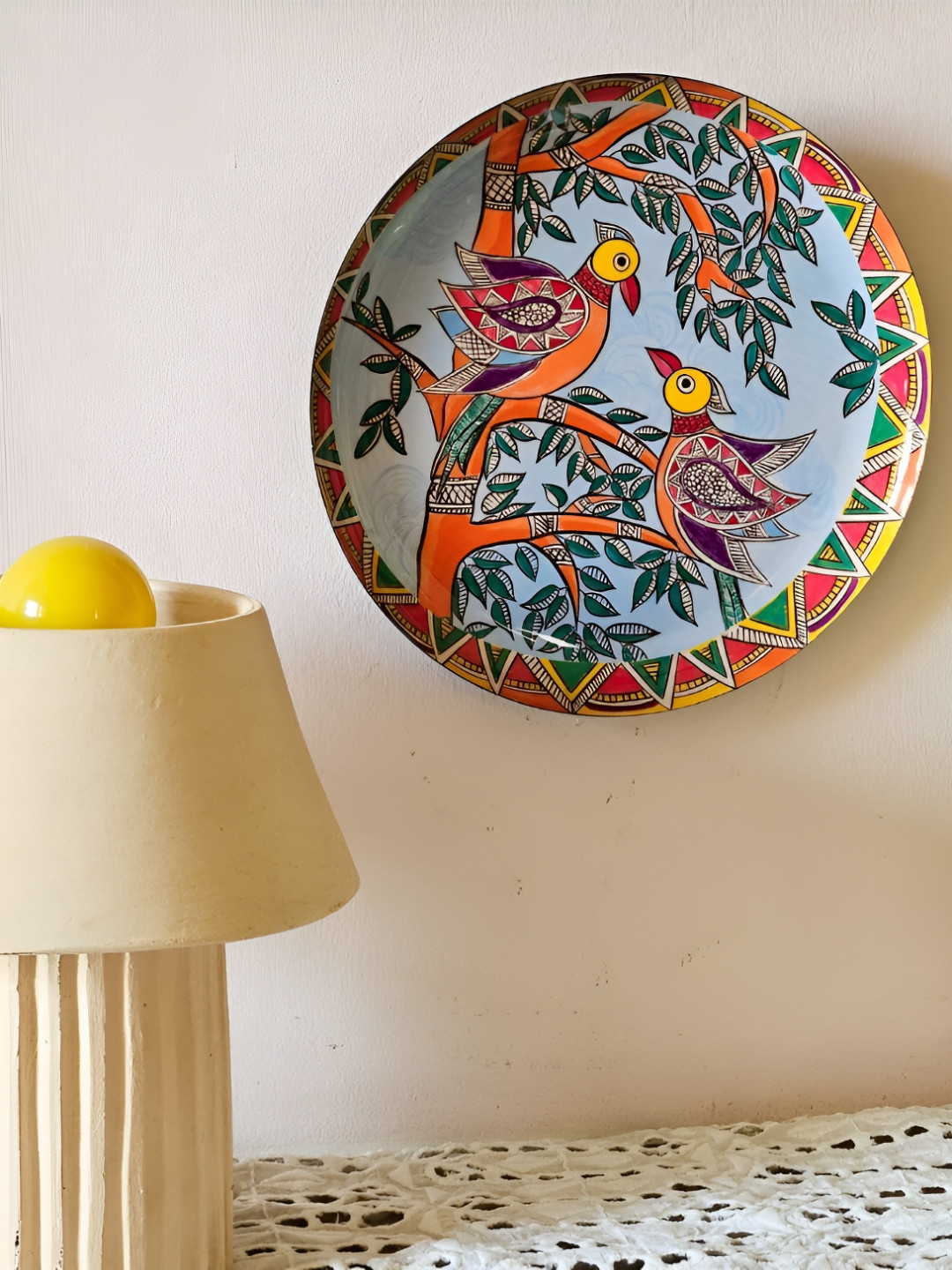 Ritualistic Madhubani Single Piece Wood Religious Wall Paintings