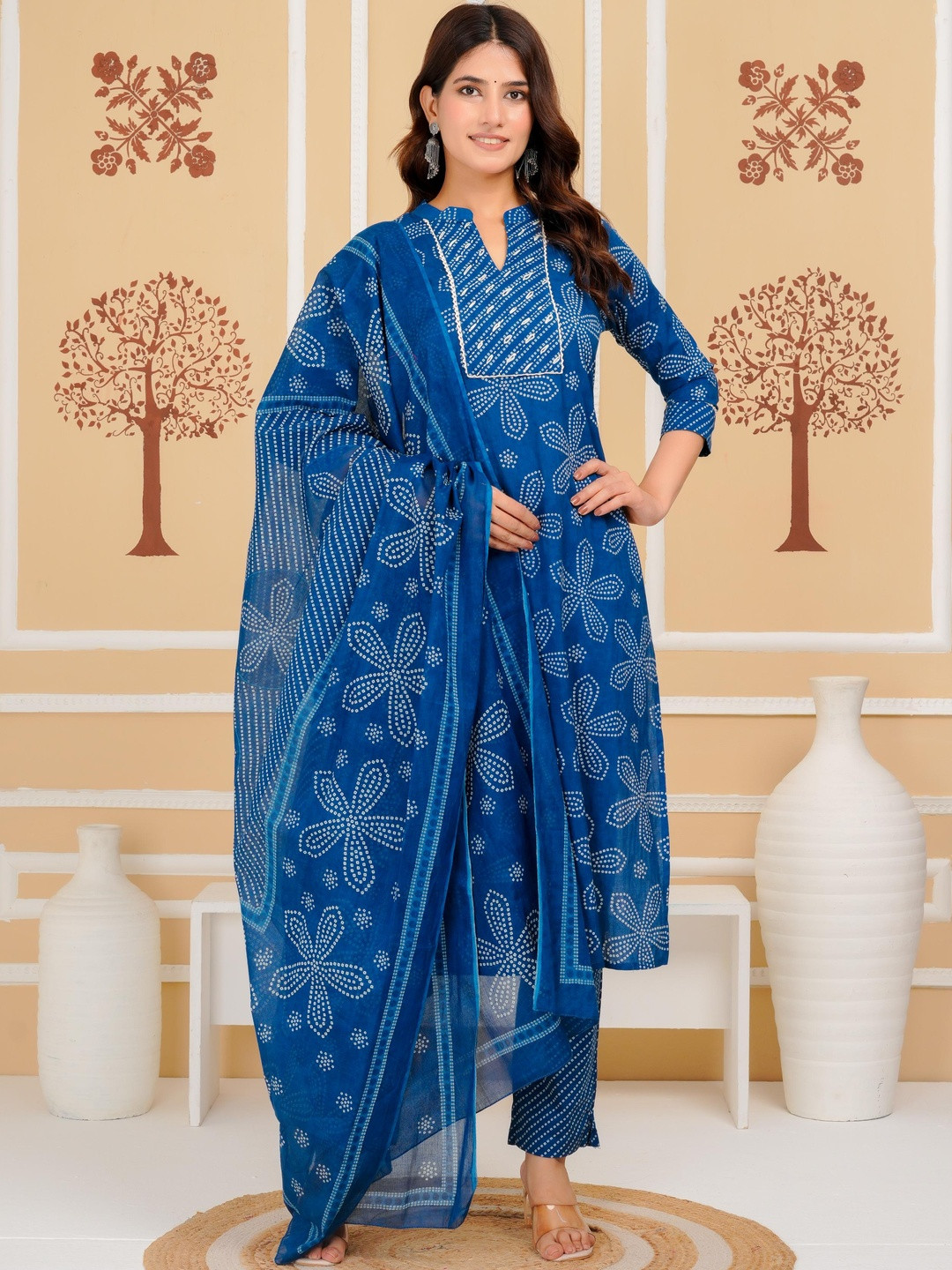Signoria Cotton Printed Straight Kurta & Trouser With Dupatta