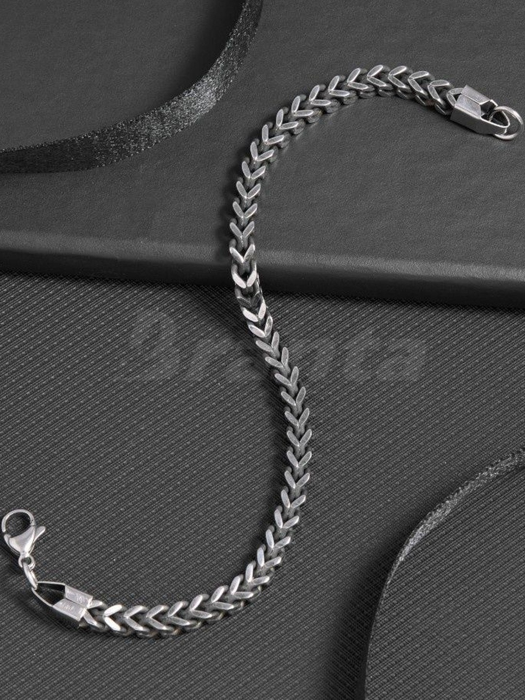 BRANTASHOP Men Silver-Plated Link Stainless steel Bracelet With Lobster Closer