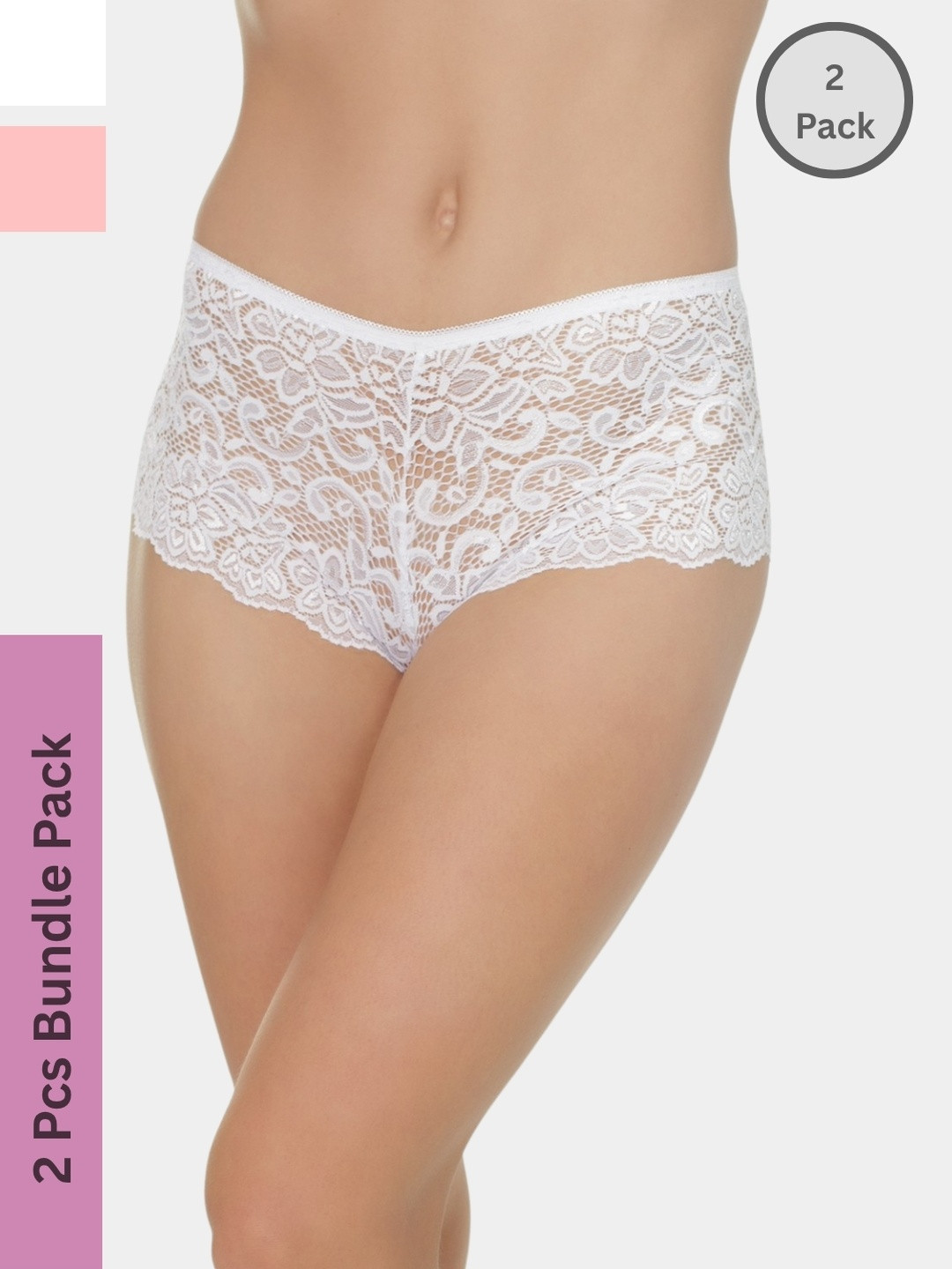 SweetFlirt Enterprises Women Pack of 2 Microfiber Lace Boyshort Seamless Panty