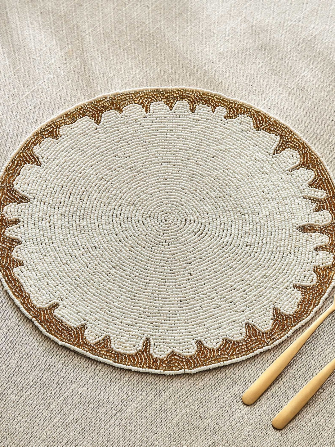 Home Centre Halcyon Ivoor Glass Beaded Placemat