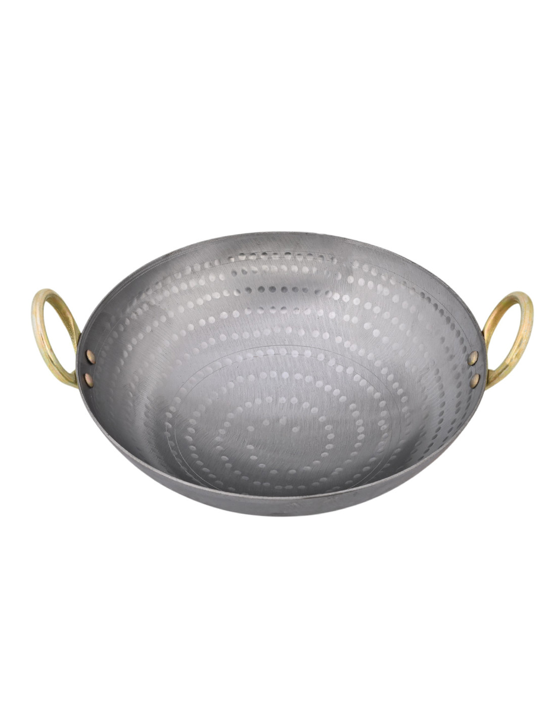 PTR Pure Iron Deep Frying Kadai 13 Litre Frying Pan Wok Heavy Base Handmade Hammered Matthar Metal