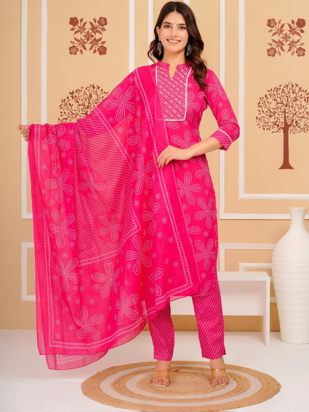 Signoria Cotton Printed Straight Kurta & Trouser With Dupatta