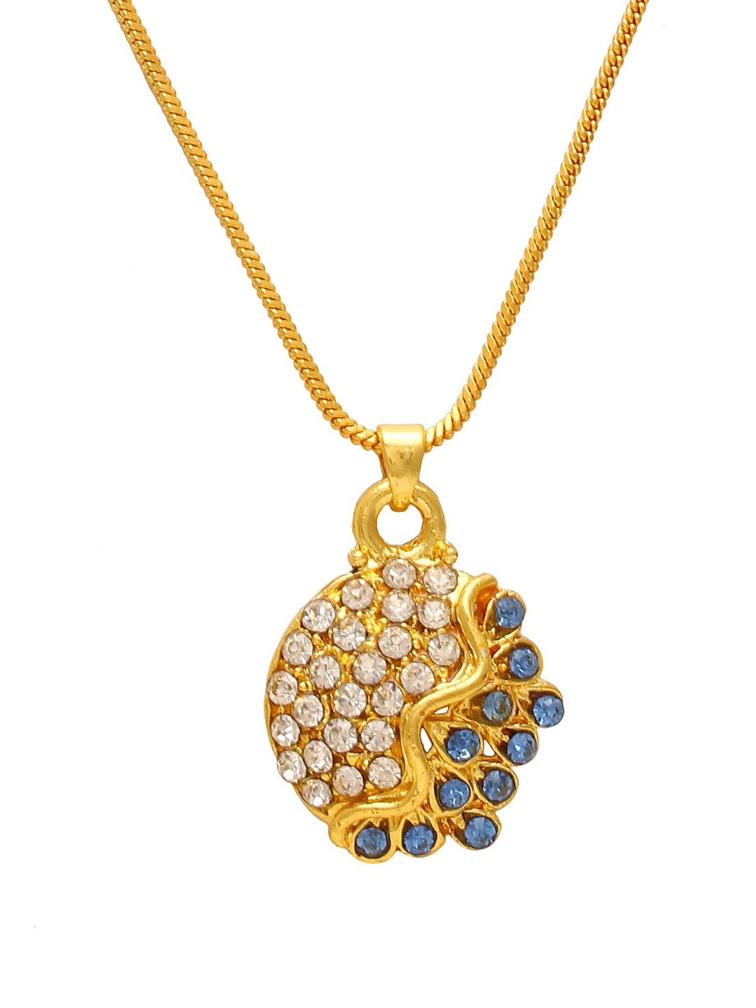 Brass Gold Blue and White (CZ) Cubic Zircon  pendant