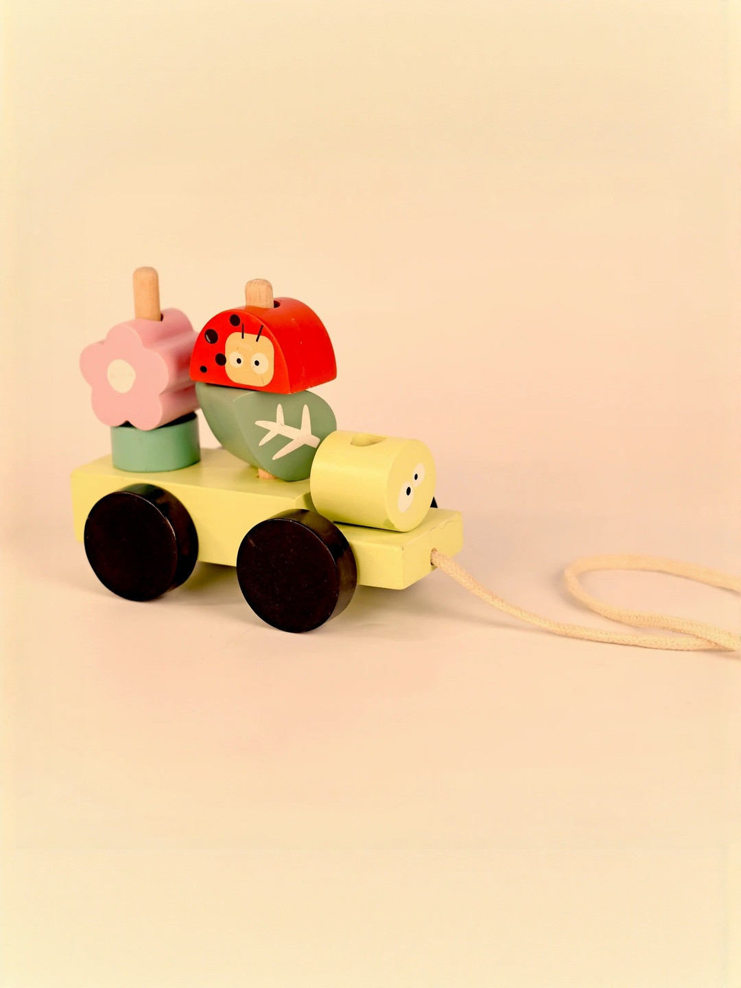 Playbox Wooden Pull Along Forest Push Pull String Learning and Development Toys