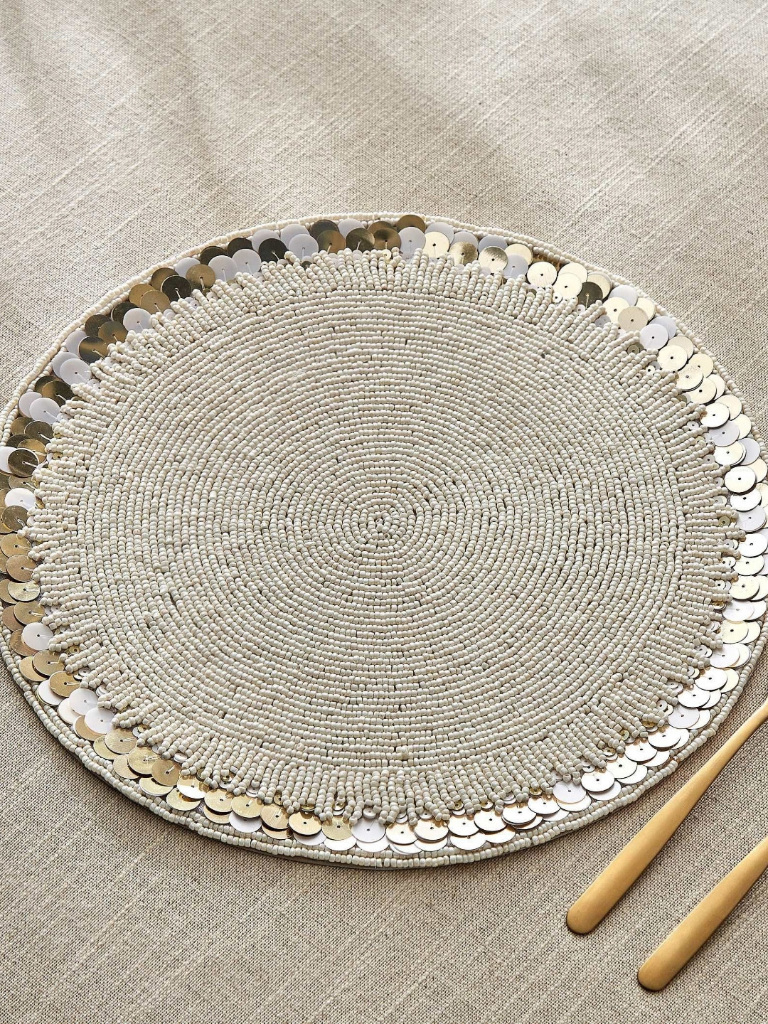 Home Centre Beige Glass Beaded Placemat
