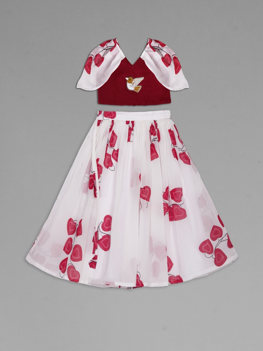 IRSIA Girls Patchwork Puffed Sleeves Ready to Wear Lehenga