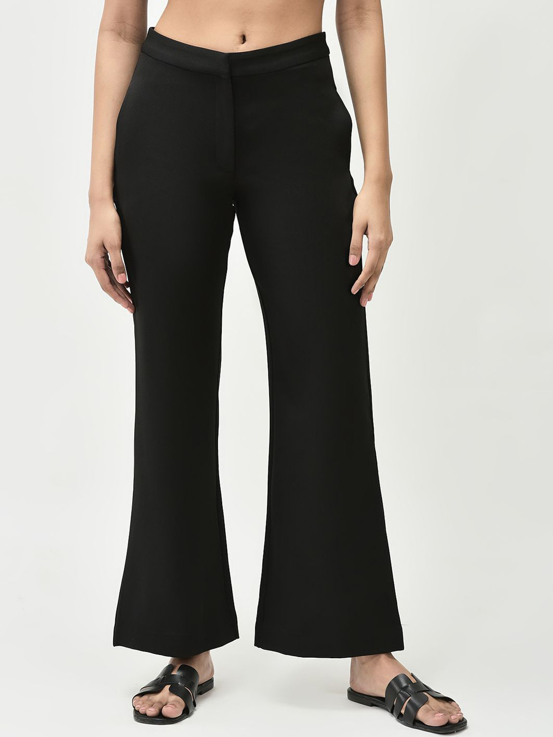 R.Code by The Roadster Life Co. Women Flared Mid-Rise Courteous Trousers