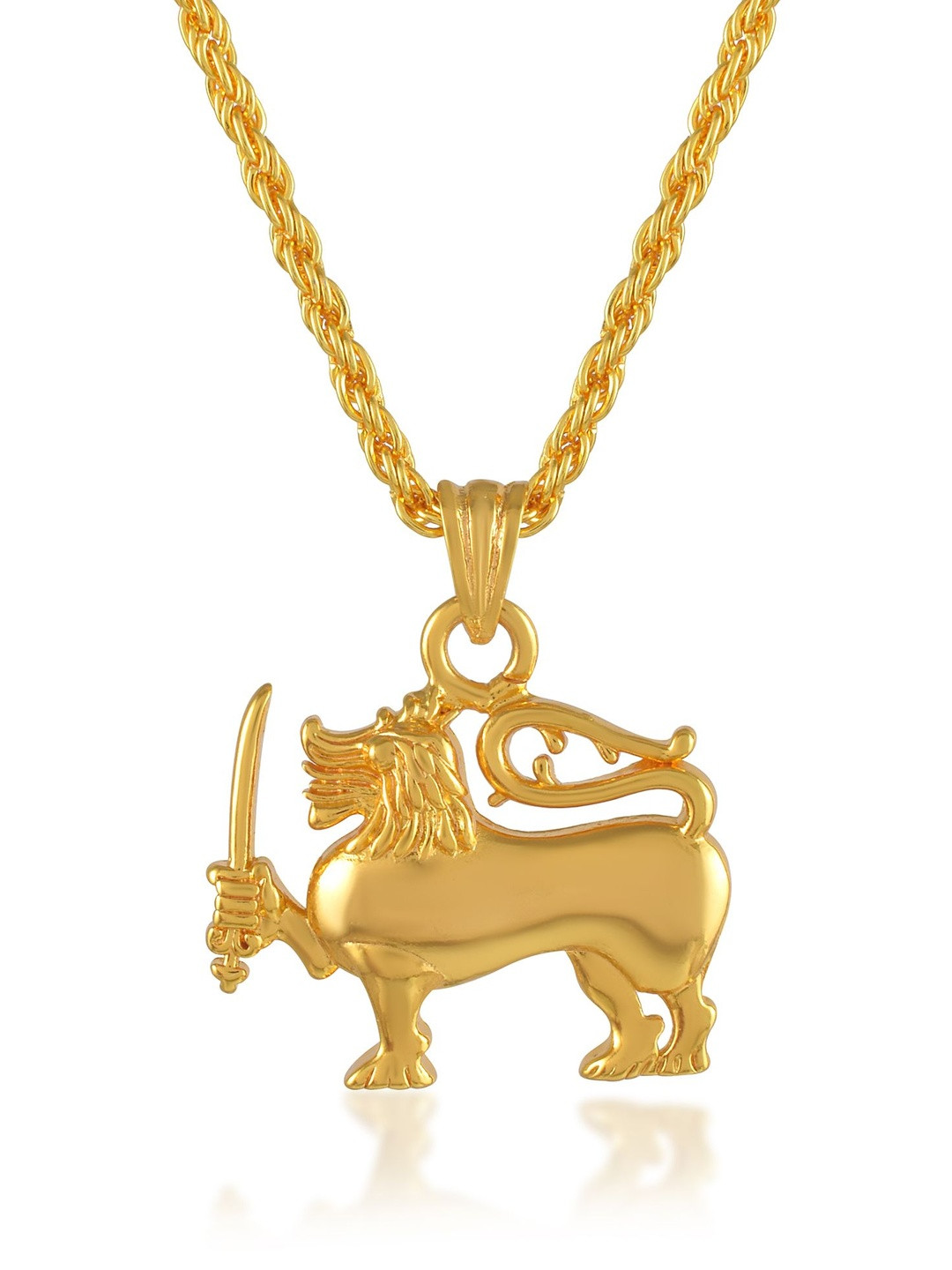 Micron Gold Plated Sinhalese Sri Lanka Flag Lion symbol pendant with chain