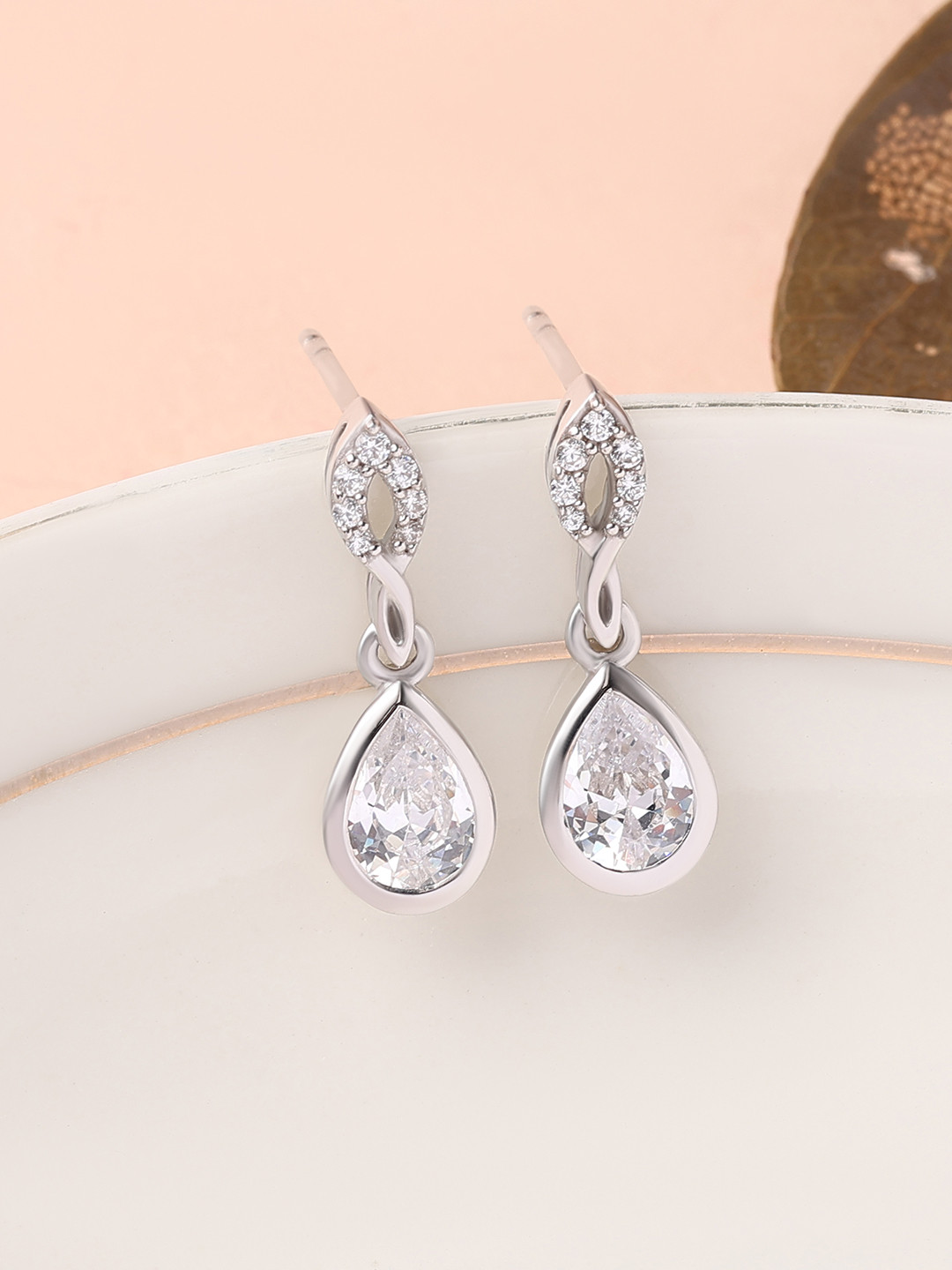 Ornate Jewels 925 Sterling Silver American Diamond Drop Earrings