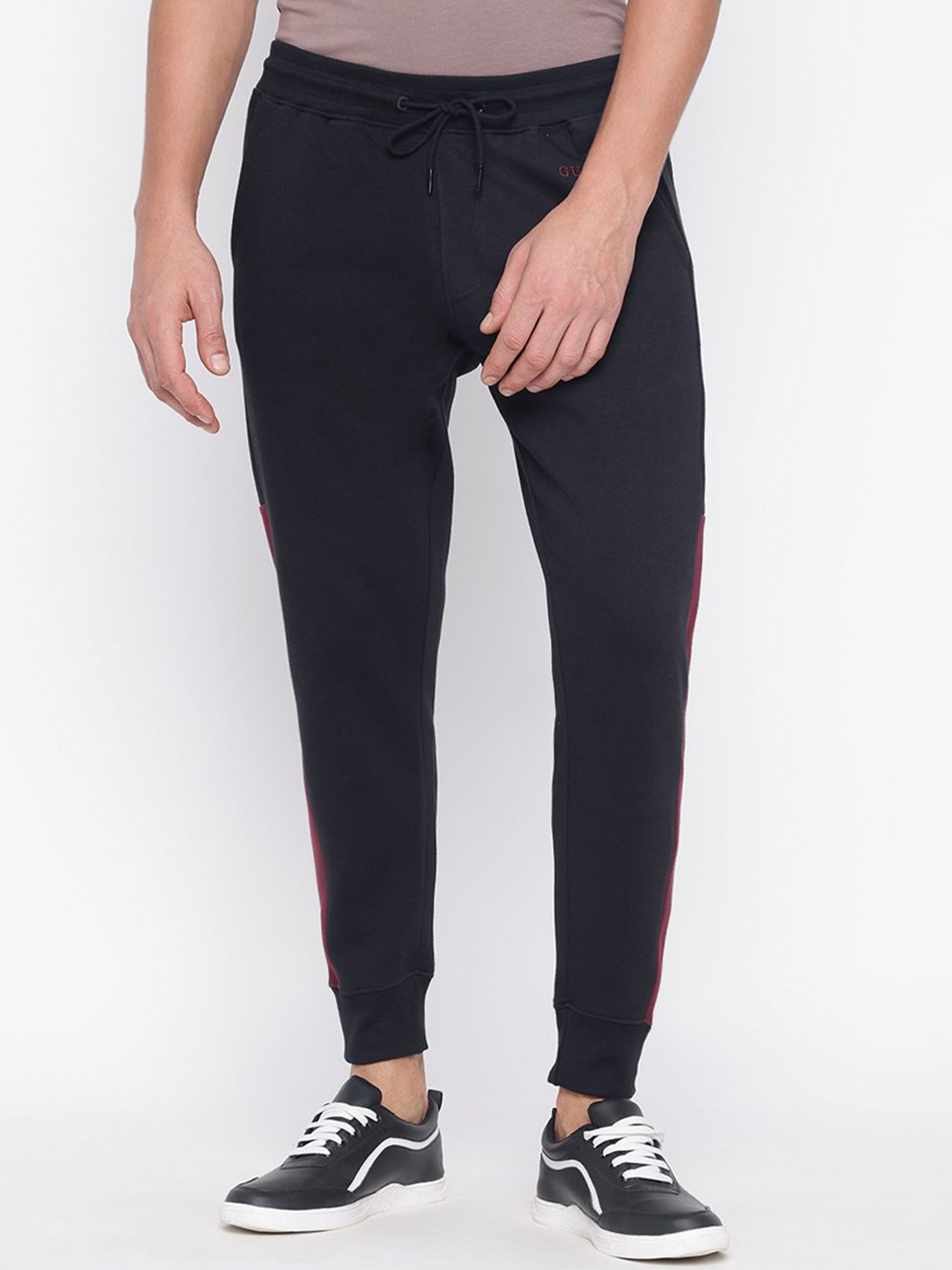 Guess Men Black Colorblocked Joggers
