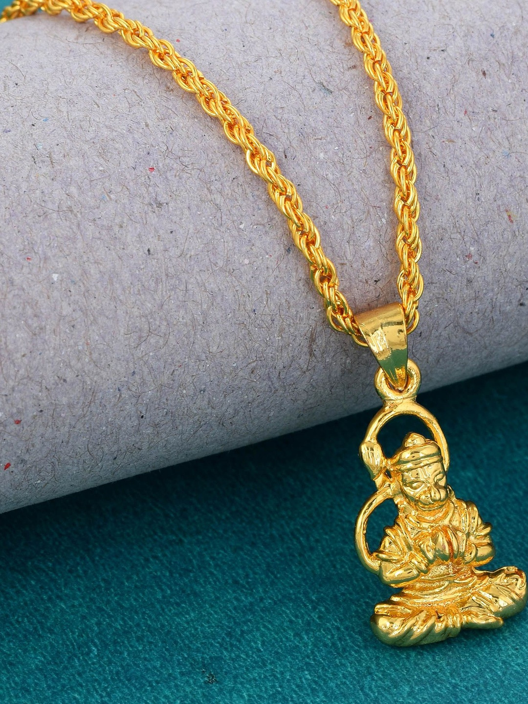 Goldplated KIRTAN Bajrang Bali Hanuman Pendant Hindu
