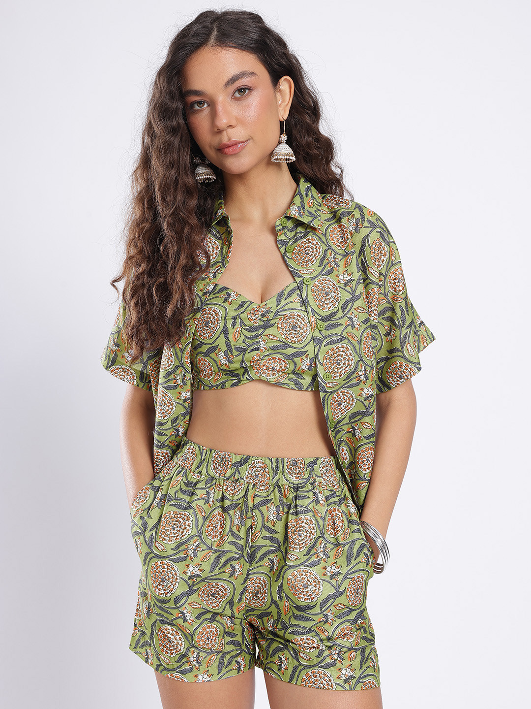 fusion by glitchez Floral Printed Co-Ords With Inner Slip