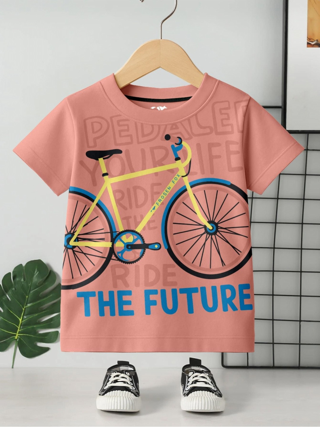 FROSEN FOX Boys Graphic Printed Round Neck Pure Cotton T-shirt