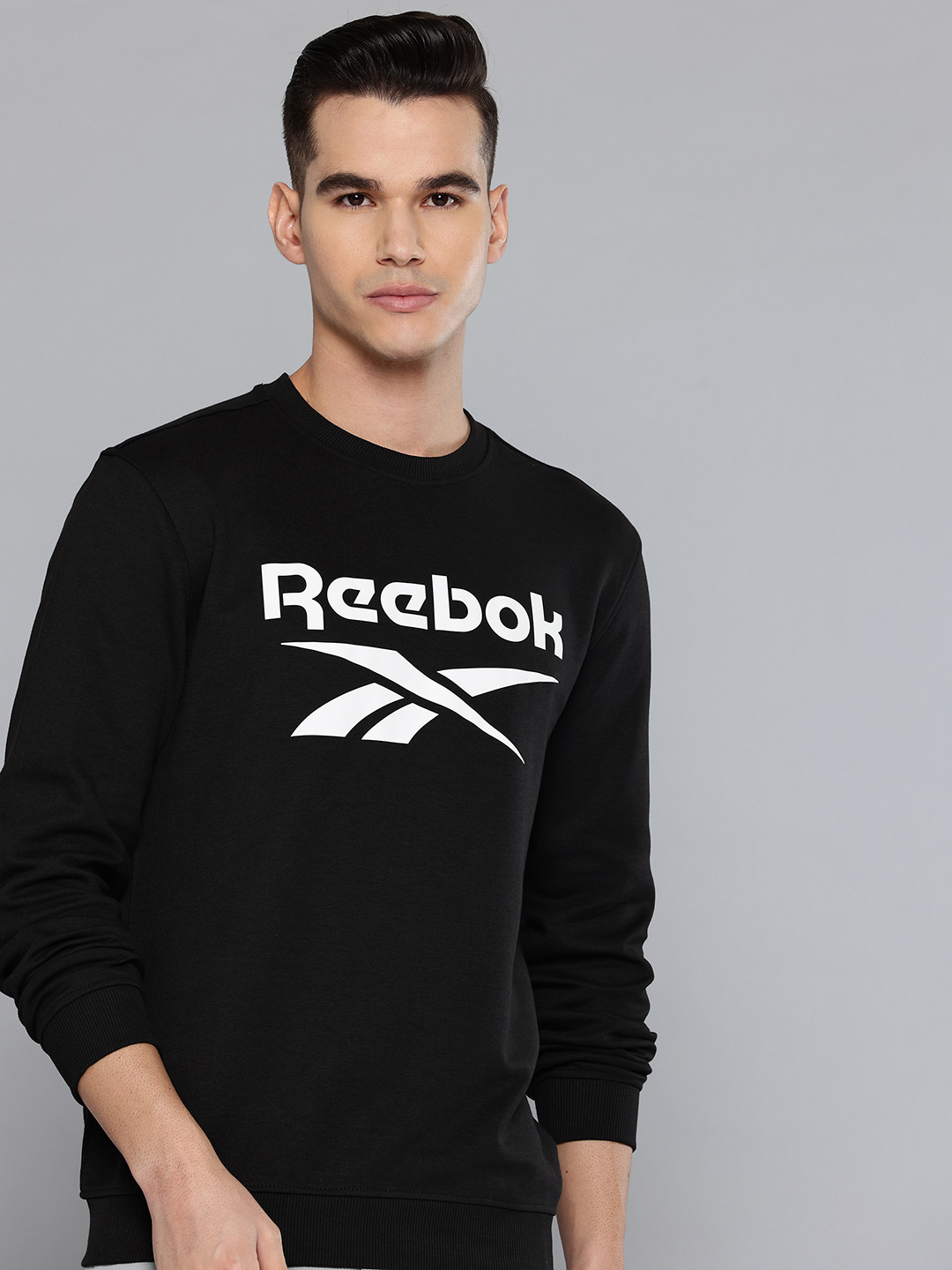 Reebok Brand Logo Printed Round Neck Warm-Up Sweatshirt
