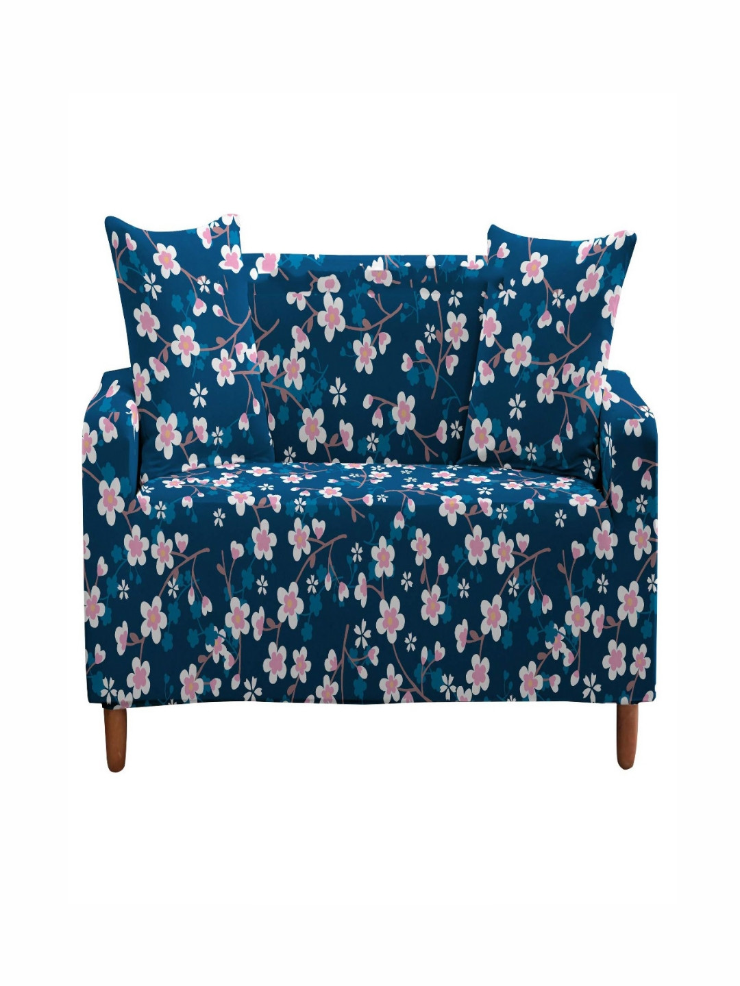 HOUSE OF QUIRK Blue Printed Four Seater Polyester Sofa Cover Set
