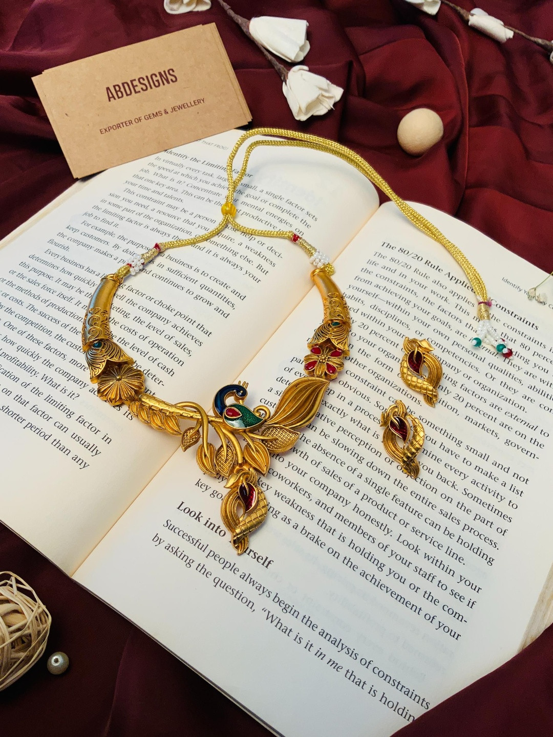 Anouk Women Gold-Plated Peacock Necklace & Earring Jewellery Set