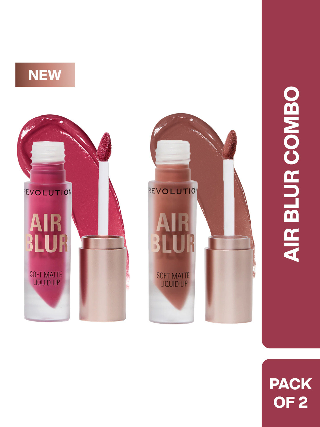 Makeup Revolution London Set Of 2 Air Blur Liquid Lipstick - 3.5 ml Each - Sultry-Whisper