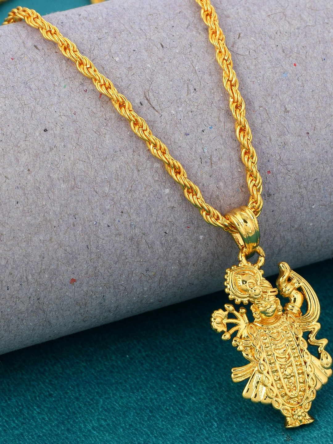 Goldplated Full idol image Shrinathji Pendant Krishna Hindu