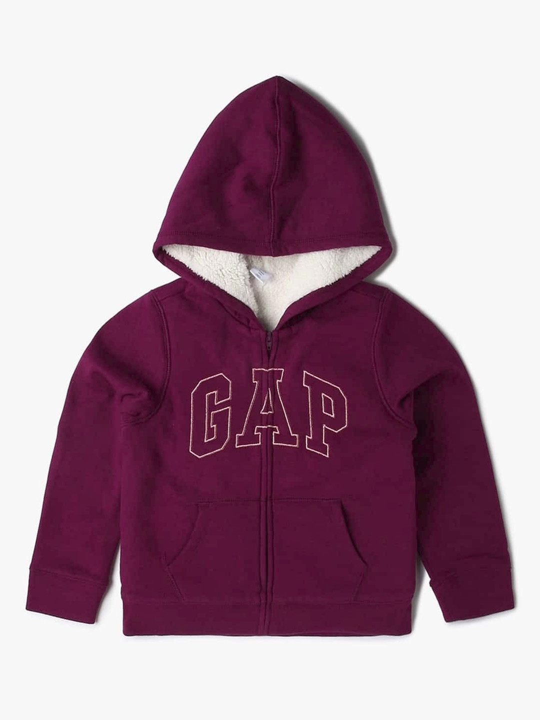 GAP Kids Girls Brand Logo Embroidered Hooded Sherpa Sweatshirt