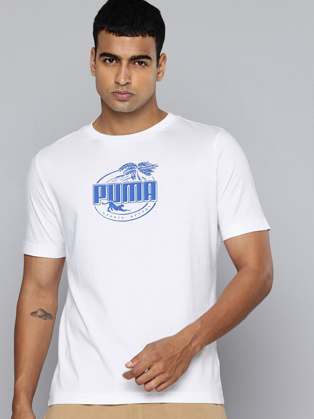 Puma Palm Resort Brand Logo Printed Pure Cotton T-Shirt
