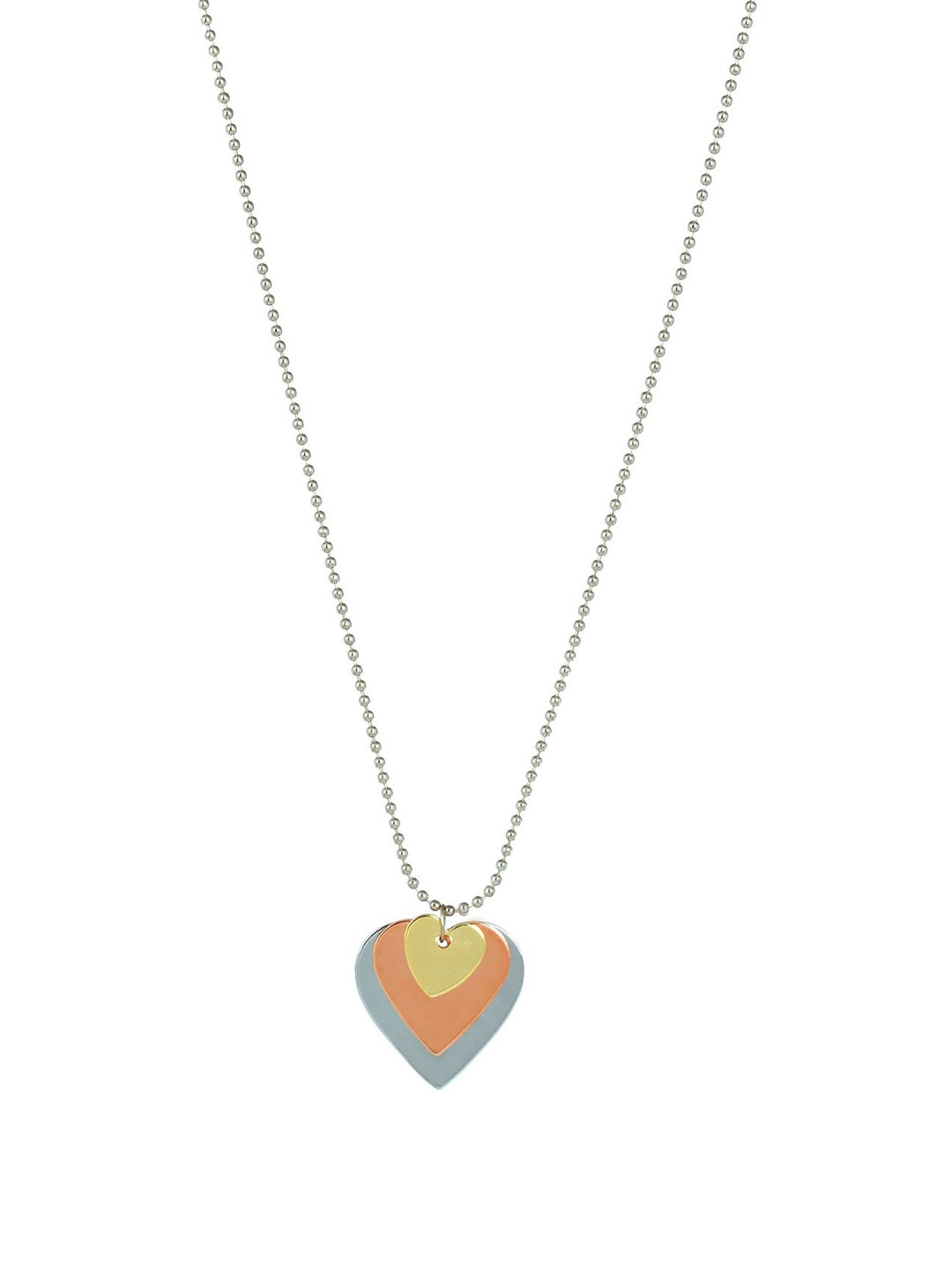 Three colour tone 3 Hearts design locket chain pendant