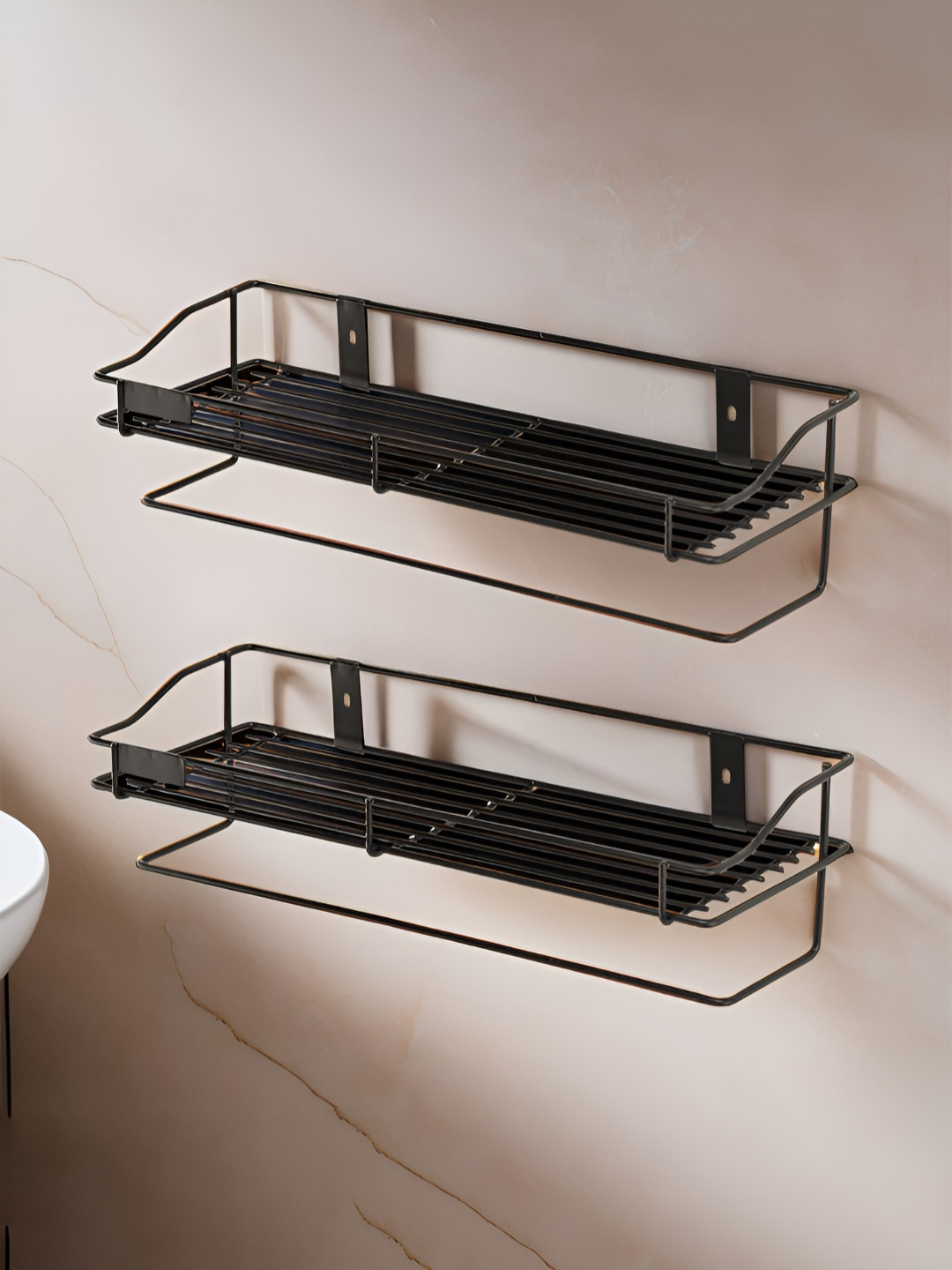 RUBOXA Set Of 2 Metal Wall Mounting Bathroom Shelf Storage Rack
