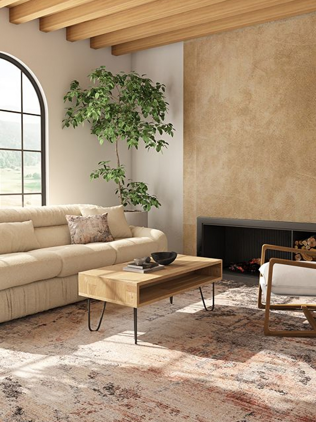 ASTERLANE Pink Polyester Abstract Carpet