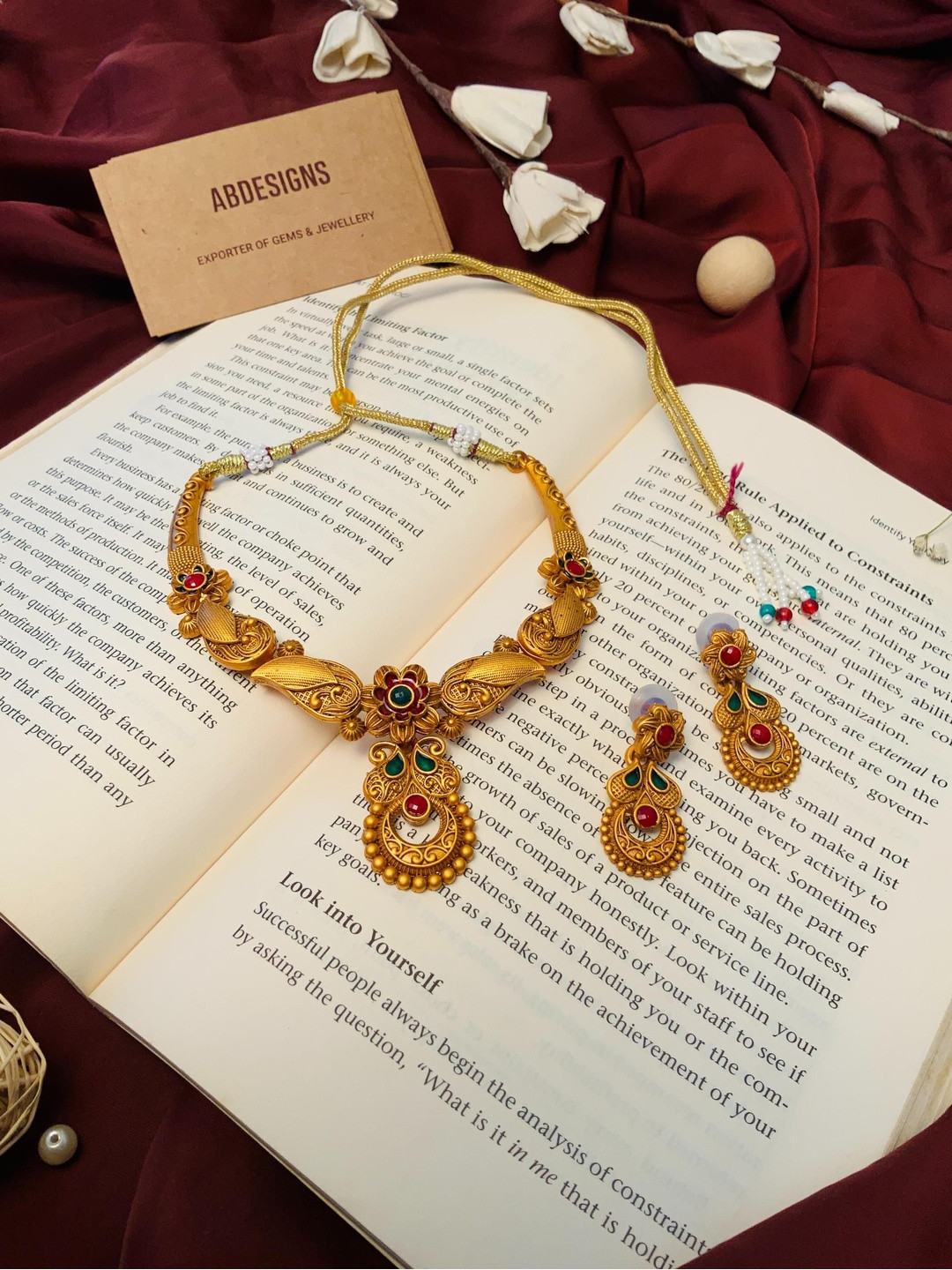 Anouk Elite Gold Plated Antique Peacock Necklace Set