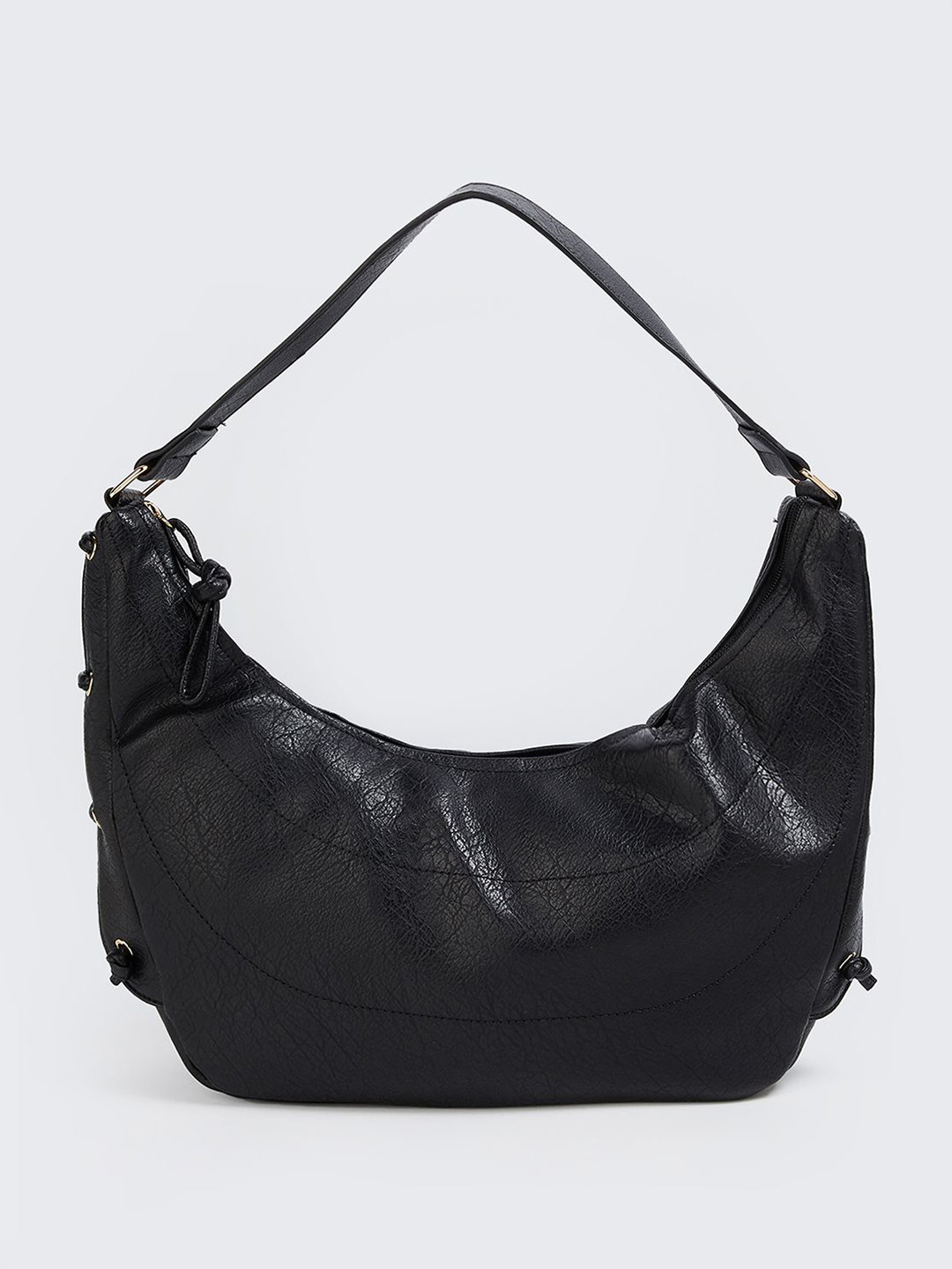 max Zip Detail Half Moon Hobo Bag