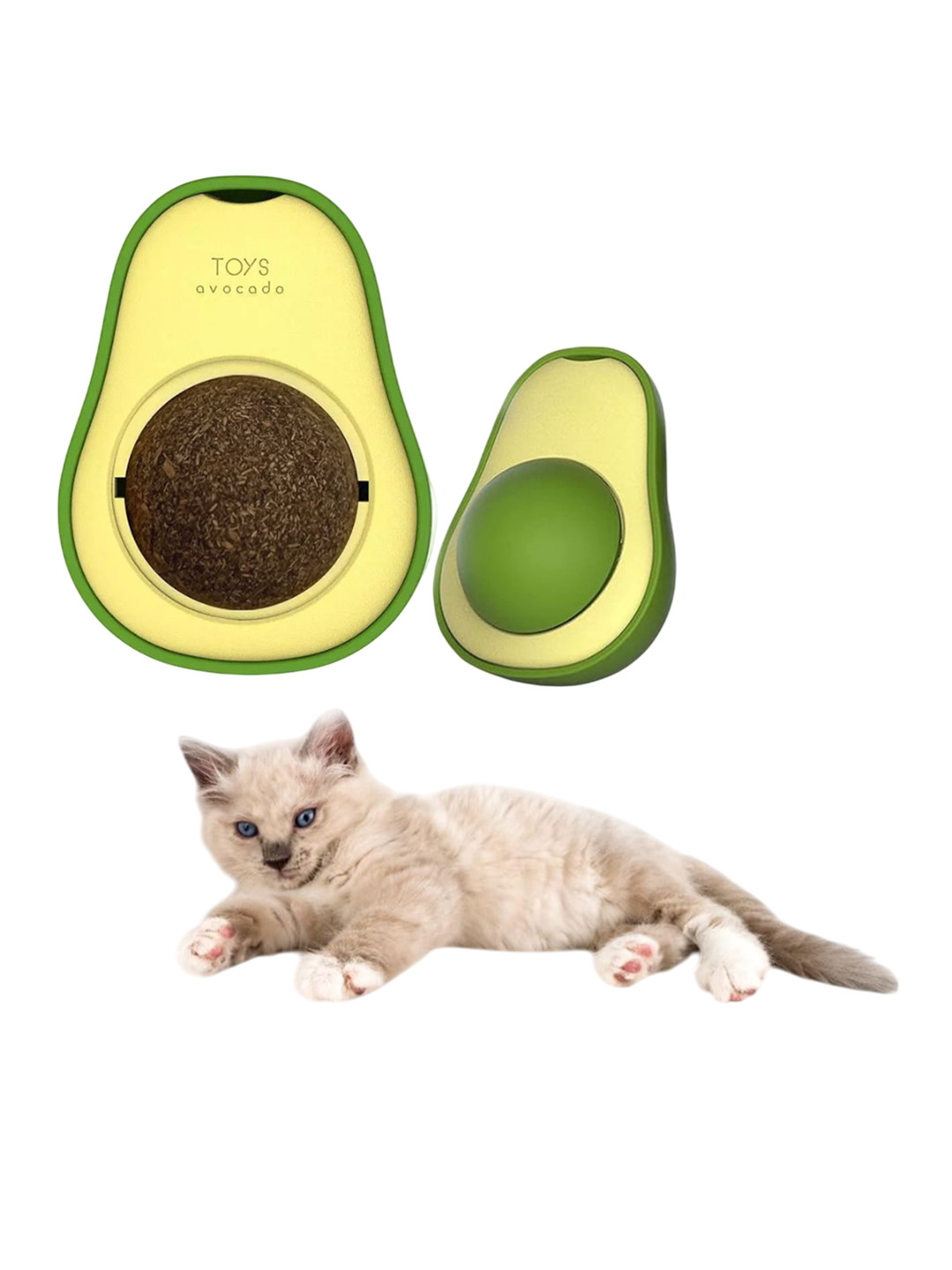 Petbabas Green Avocado-Shaped Cat Toy With Catnip