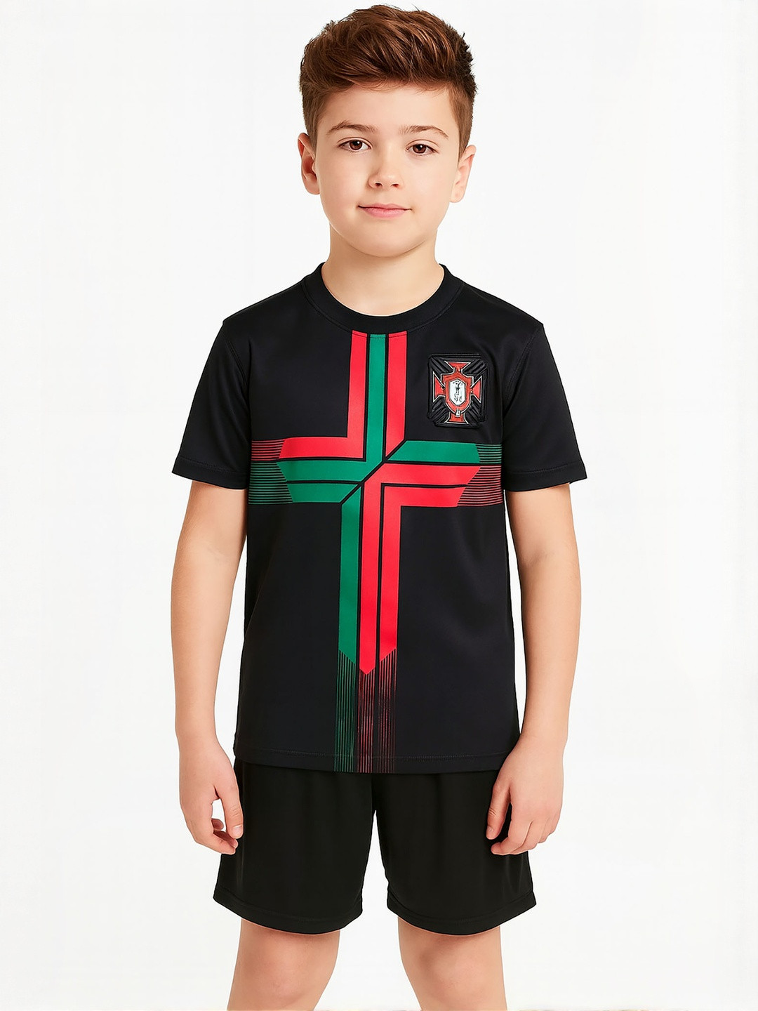 dostitch Kids Boys Black Cristiano Ronaldo Printed T-shirt