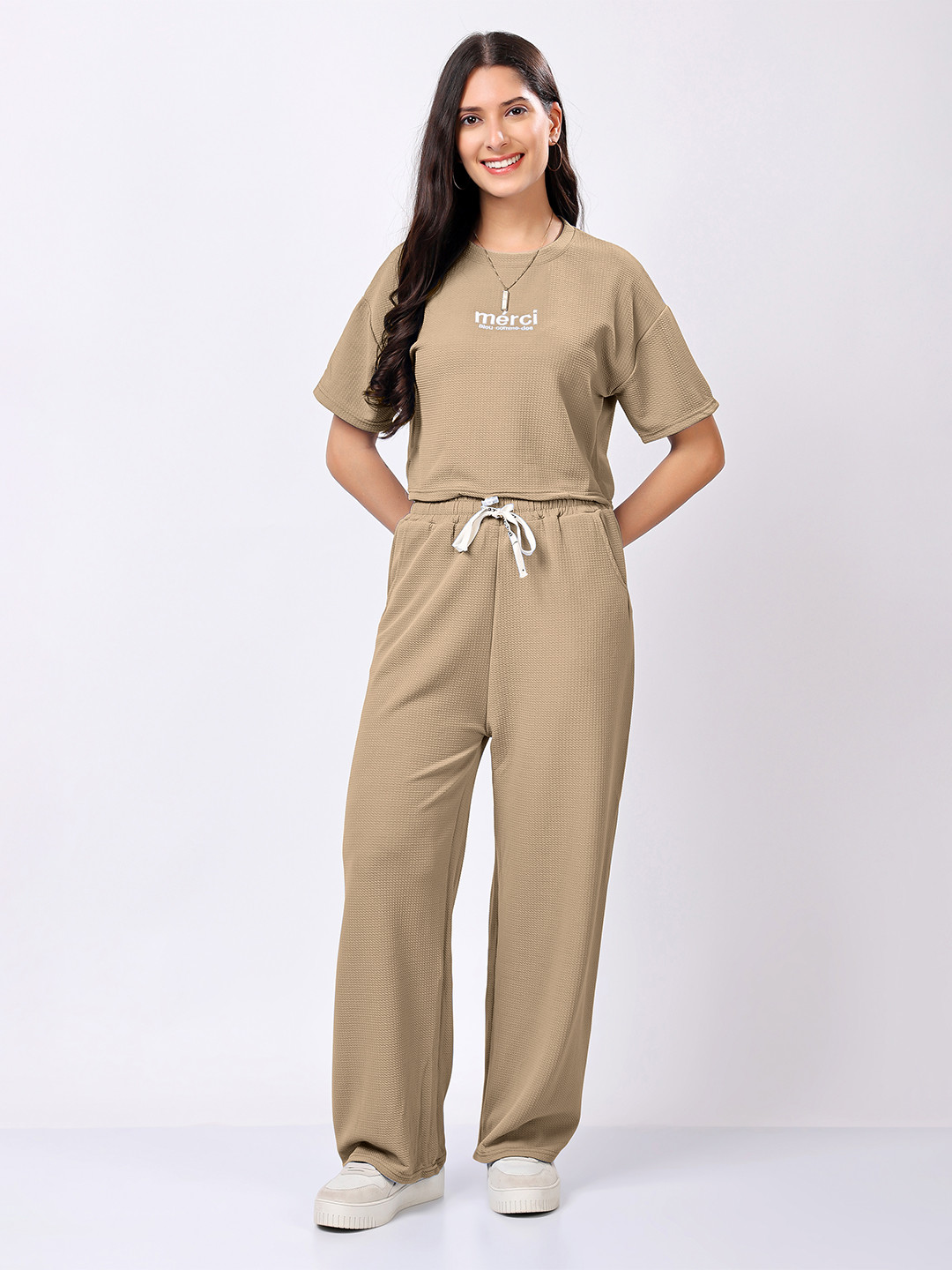 Stem Rope Women Solid Co-ord Set