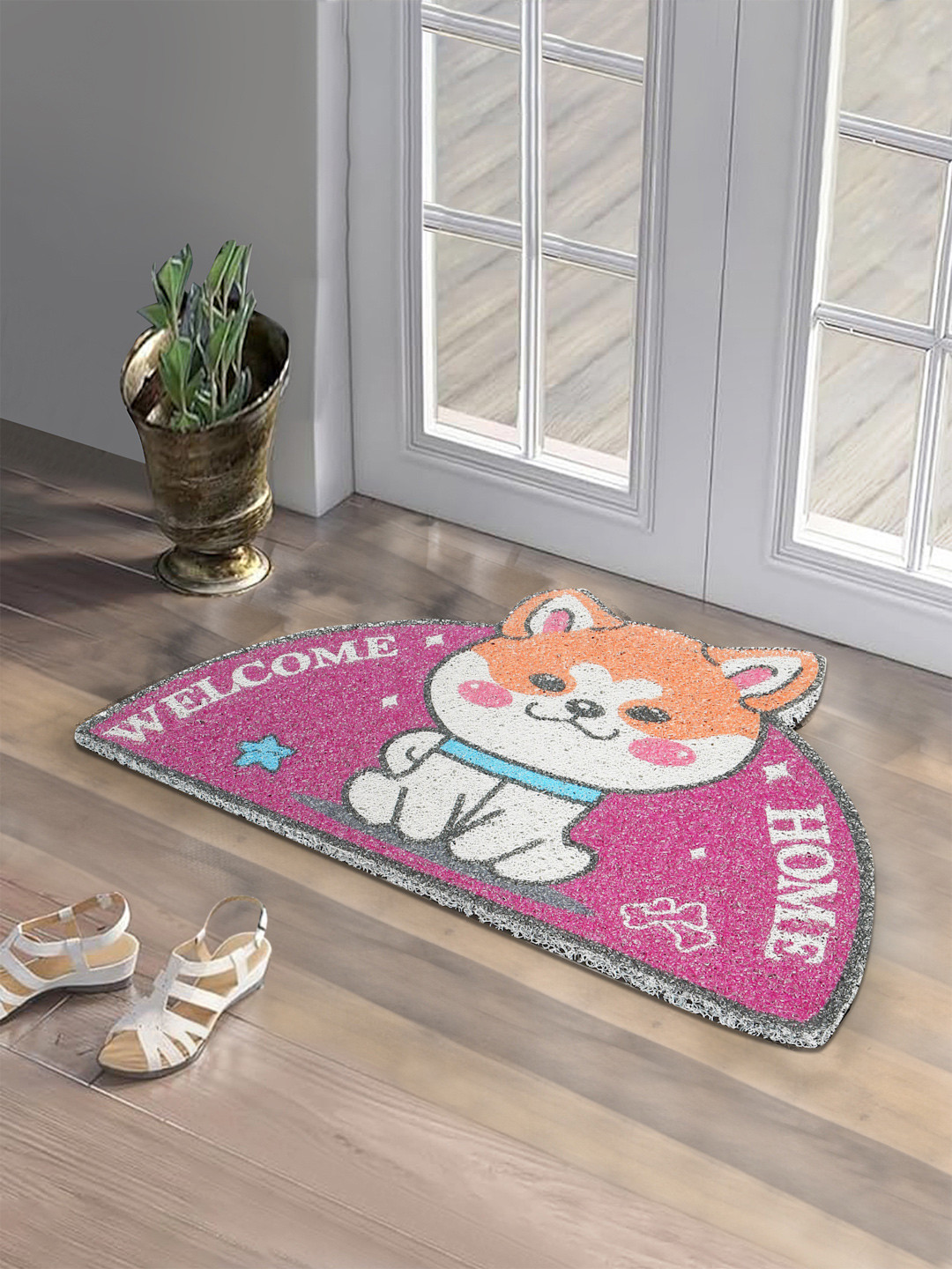 DREAM WEAVERZ Quirky Cat Printed Rubber Door Mat For Entrance