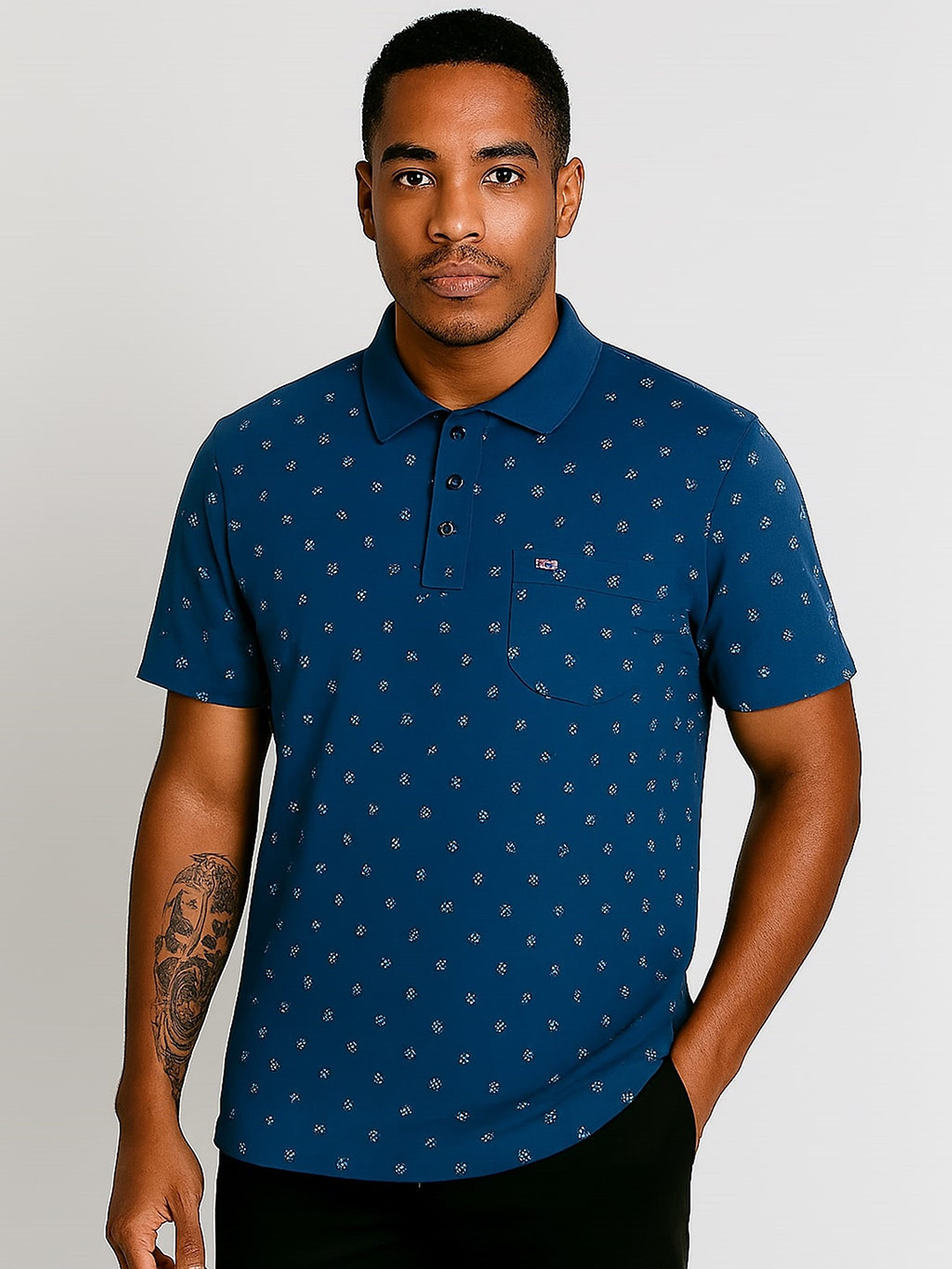 SANDPIPER Conversational Polo Collar Cotton Relaxed Fit T-shirt