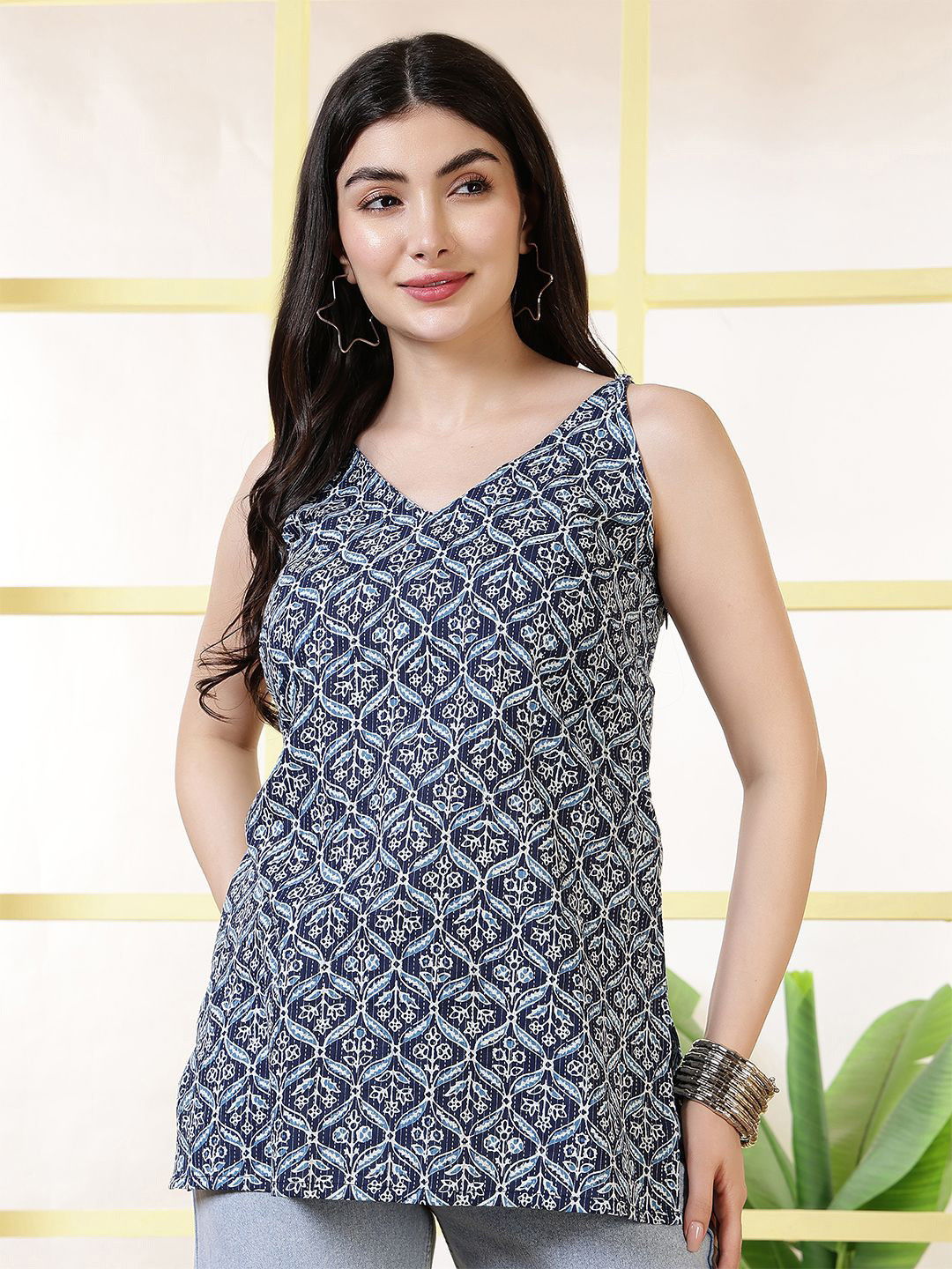 Nayo Women Ethnic Printed Shoulder Straps Tunic