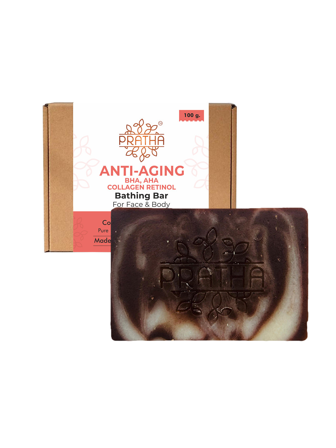 Pratha Anti-Aging BHA AHA Collagen Retinol Cold Process Bathing Bar- 100 g
