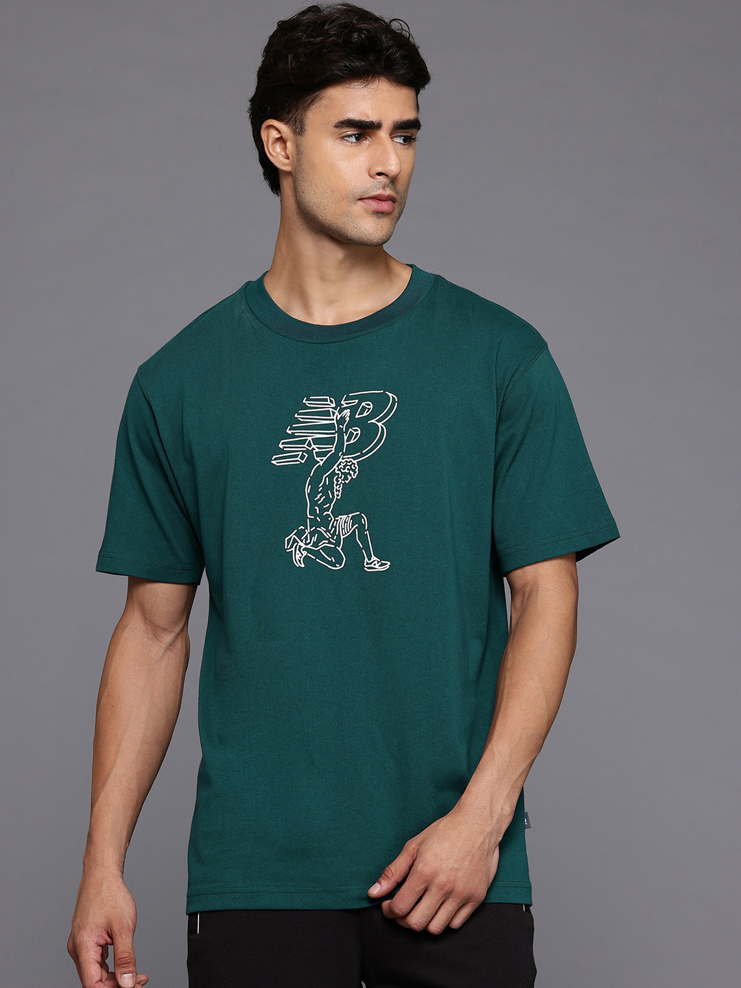 New Balance X Debut Statue Graphic Printed Drop-Sleeves Pure Cotton Relaxed Fit T-shirt