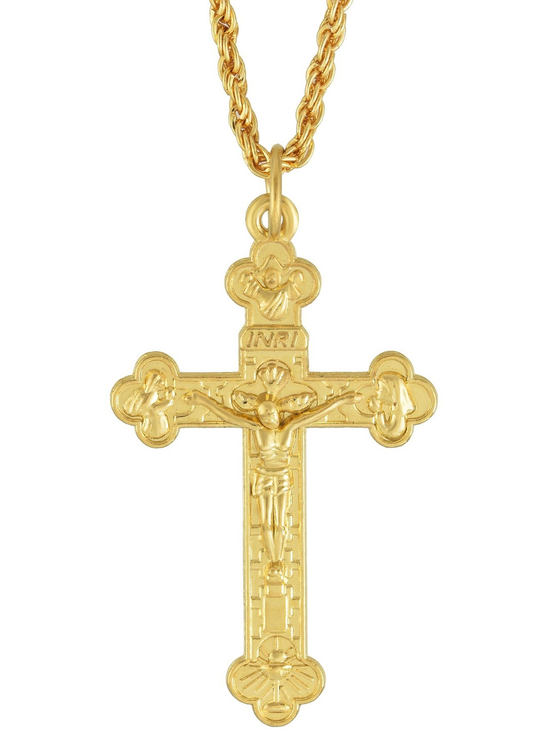 Gold plated Jesus and Cross Locket Yellow Gold Brass chain Pendant