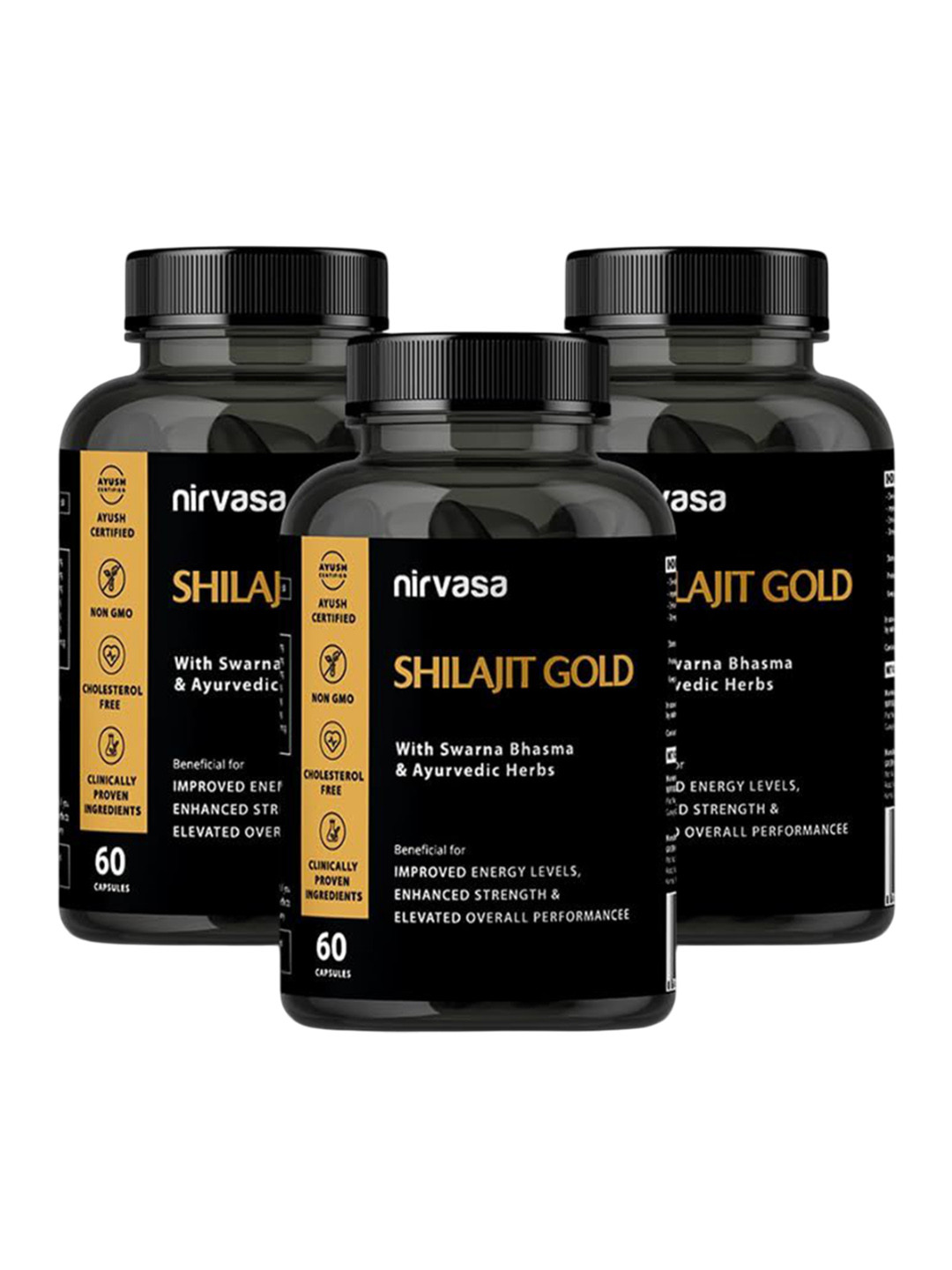 Nirvasa Shilajit Gold 60 Capsules Pack of 3