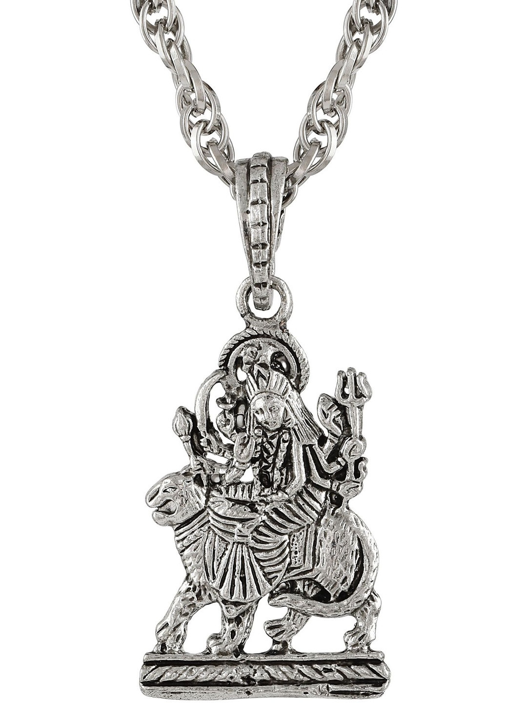 Silver plated Sherawali Mata Durga chain pendant