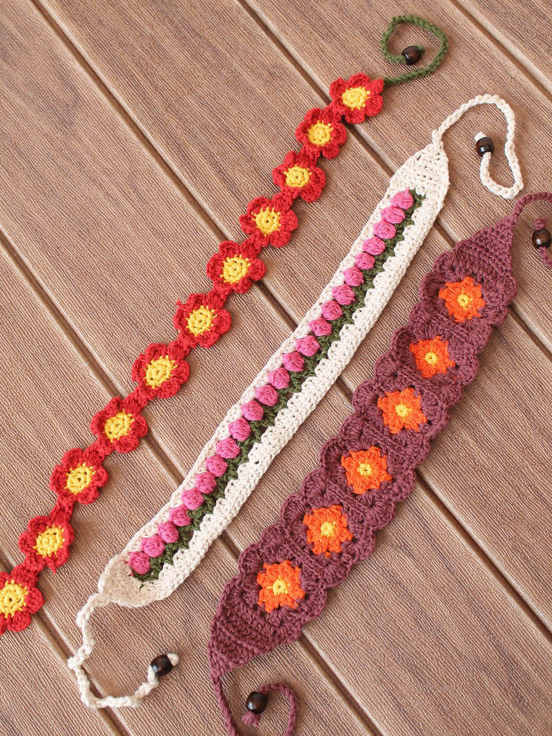 Velvery Women Set Of 3 Crochet Floral Headband